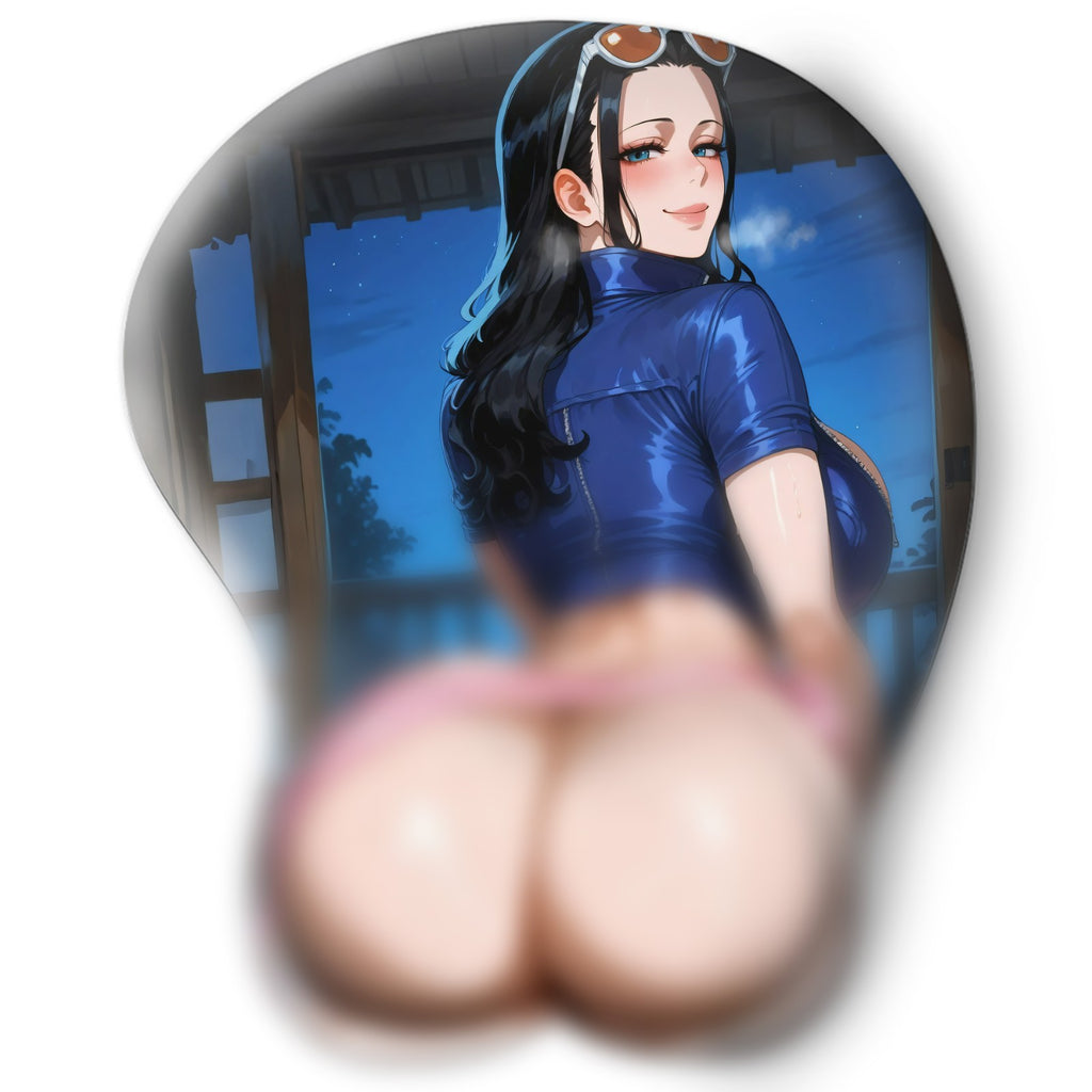3D butt Anime Mouse Pad with Silicone Wrist Support, Non-Slip Ergonomic Shape, One Piece anime Character Robin #02
