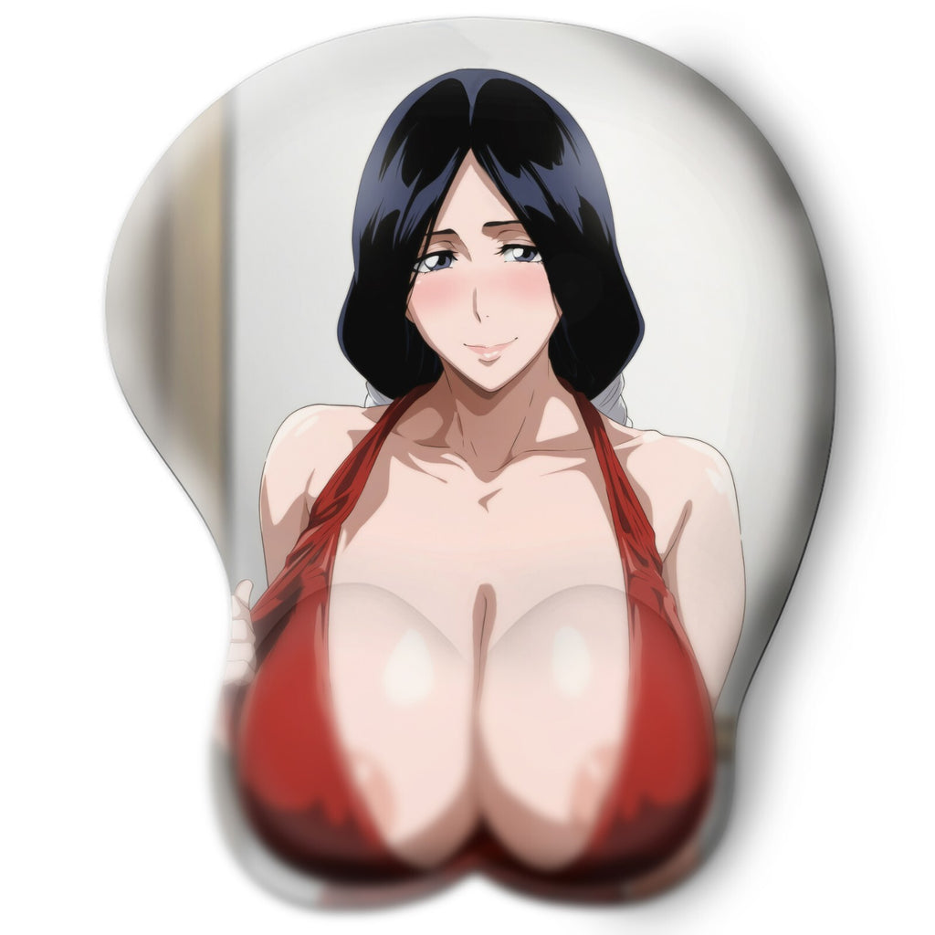 3D oppai Anime Mouse Pad with Silicone Wrist Support, Non-Slip Ergonomic Shape, Bleach Anime Character Retsu Unohana #01