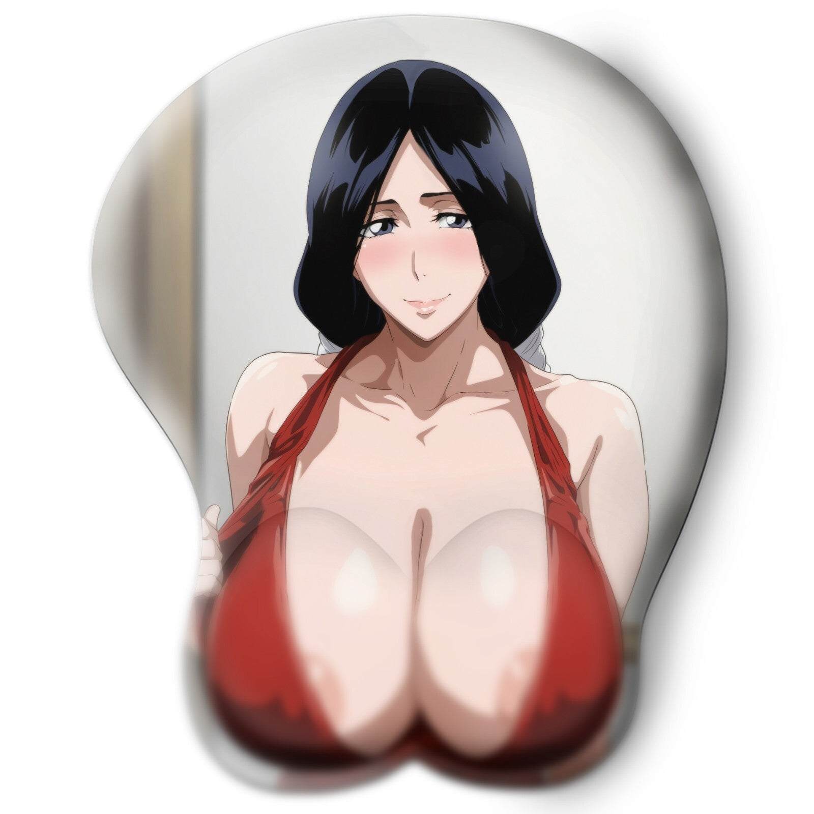 3D oppai Anime Mouse Pad with Silicone Wrist Support, Non-Slip Ergonomic Shape, Bleach Anime Character Retsu Unohana #01