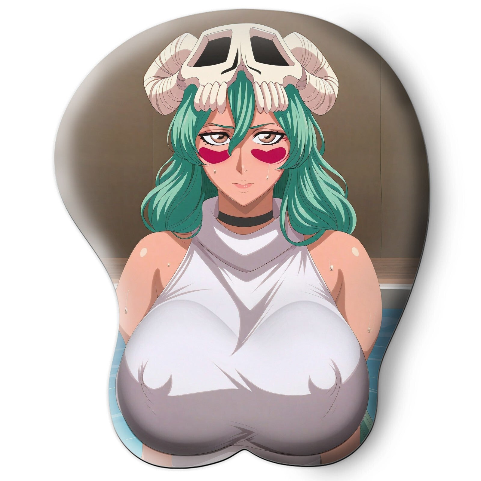 3D oppai Anime Mouse Pad with Silicone Wrist Support, Non-Slip Ergonomic Shape, Bleach Anime Character Nell Tu #02