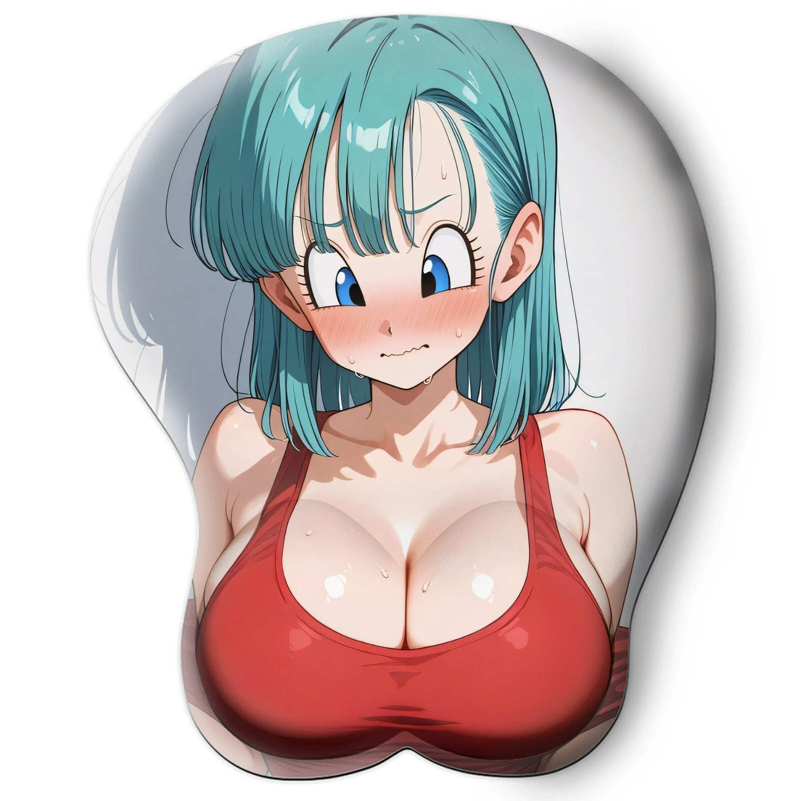 3D oppai Anime Mouse Pad with Silicone Wrist Support, Non-Slip Ergonomic Shape, Dragon Ball anime Character Bulma #01