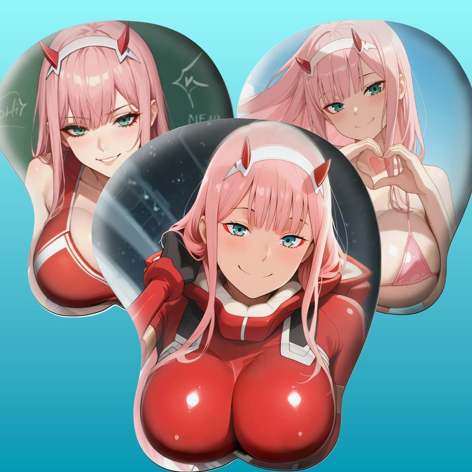 3D oppai Anime MousePad with Wrist Rest by Darling in the Franxx Zero two #01