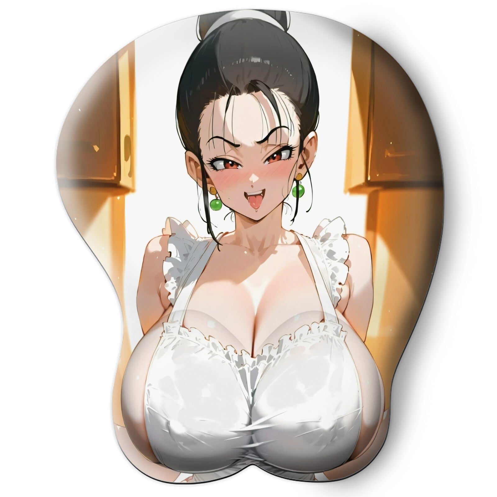 3D oppai Anime Mouse Pad with Silicone Wrist Support, Non-Slip Ergonomic Shape, Dragon Ball anime Character Chi-chi (chi chi) #01