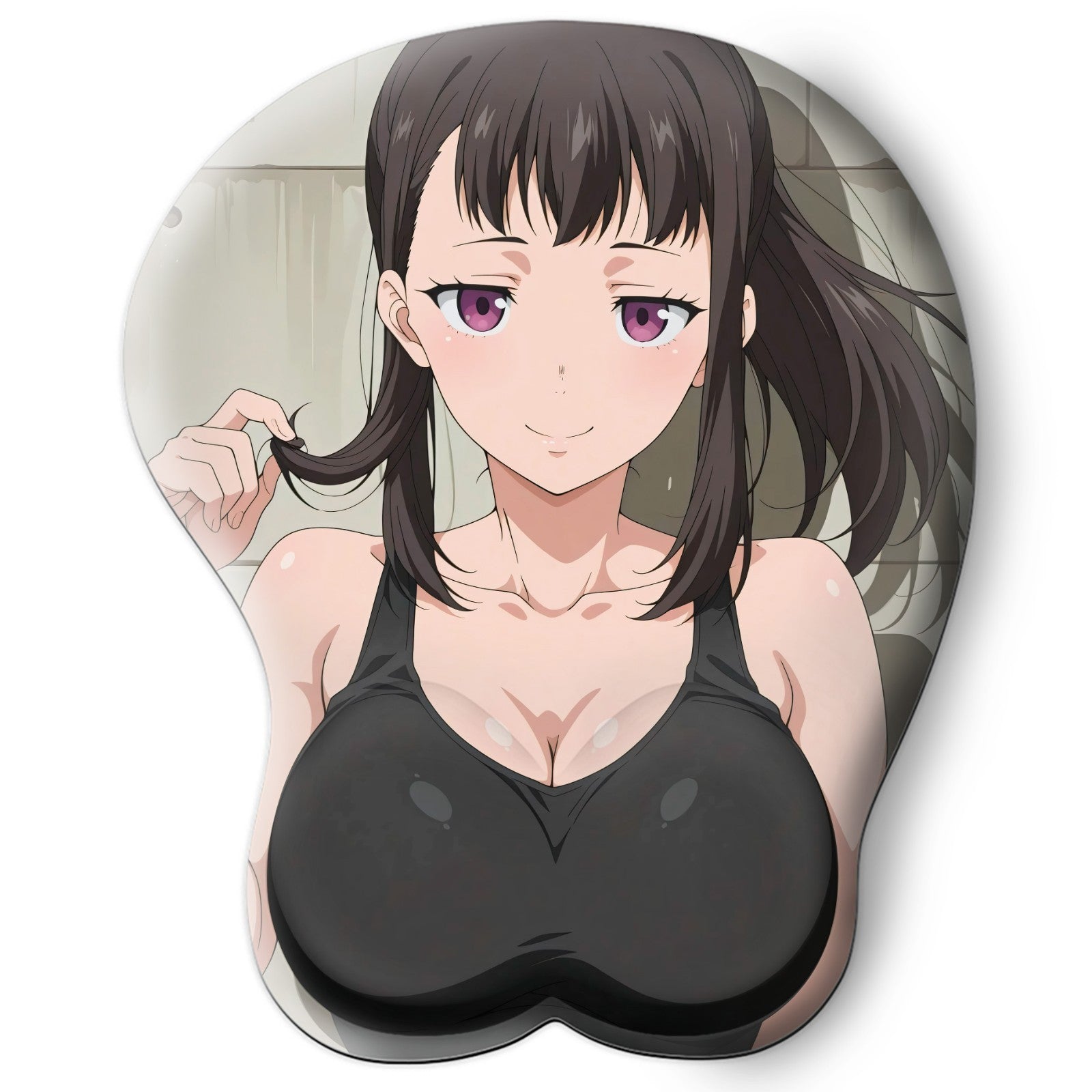 3D oppai Anime Mouse Pad with Silicone Wrist Support, Non-Slip Ergonomic Shape, Fire Force Anime Character Maki Oze #01