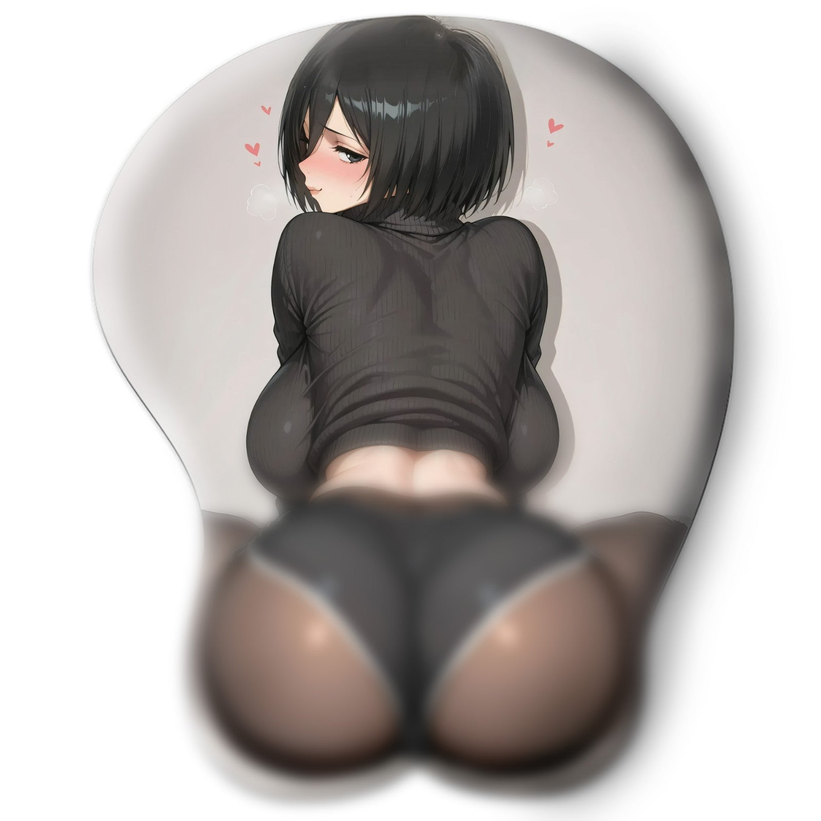3D butt Anime Mouse Pad with Silicone Wrist Support, Non-Slip Ergonomic Shape, Attack on Titan anime Character Mikasa #02