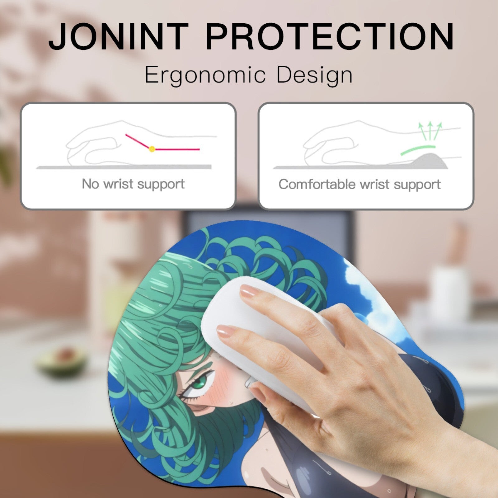 3D Oppai Anime Mouse Pad with Wrist Rest by One punch man Tatsumaki #01