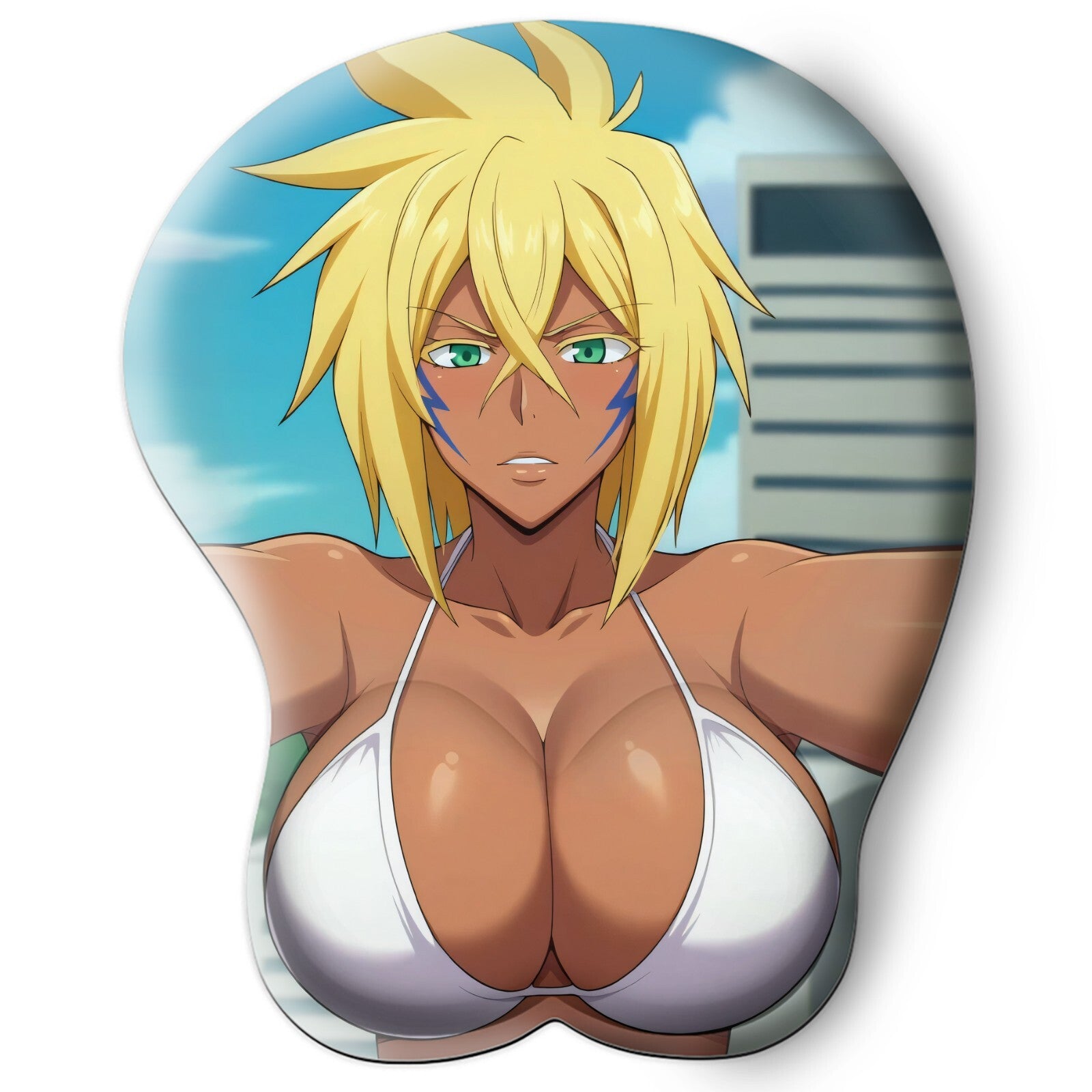 3D oppai Anime Mouse Pad with Silicone Wrist Support, Non-Slip Ergonomic Shape, Bleach anime Character Harribel  #03