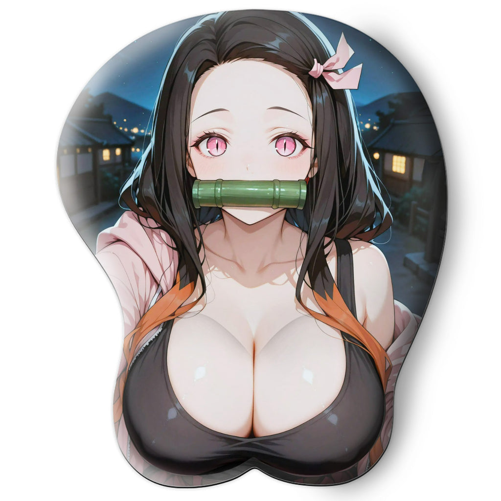 3D oppai Anime Mouse Pad with Wrist Rest by Demon Slayer Nezuko Kamado #01