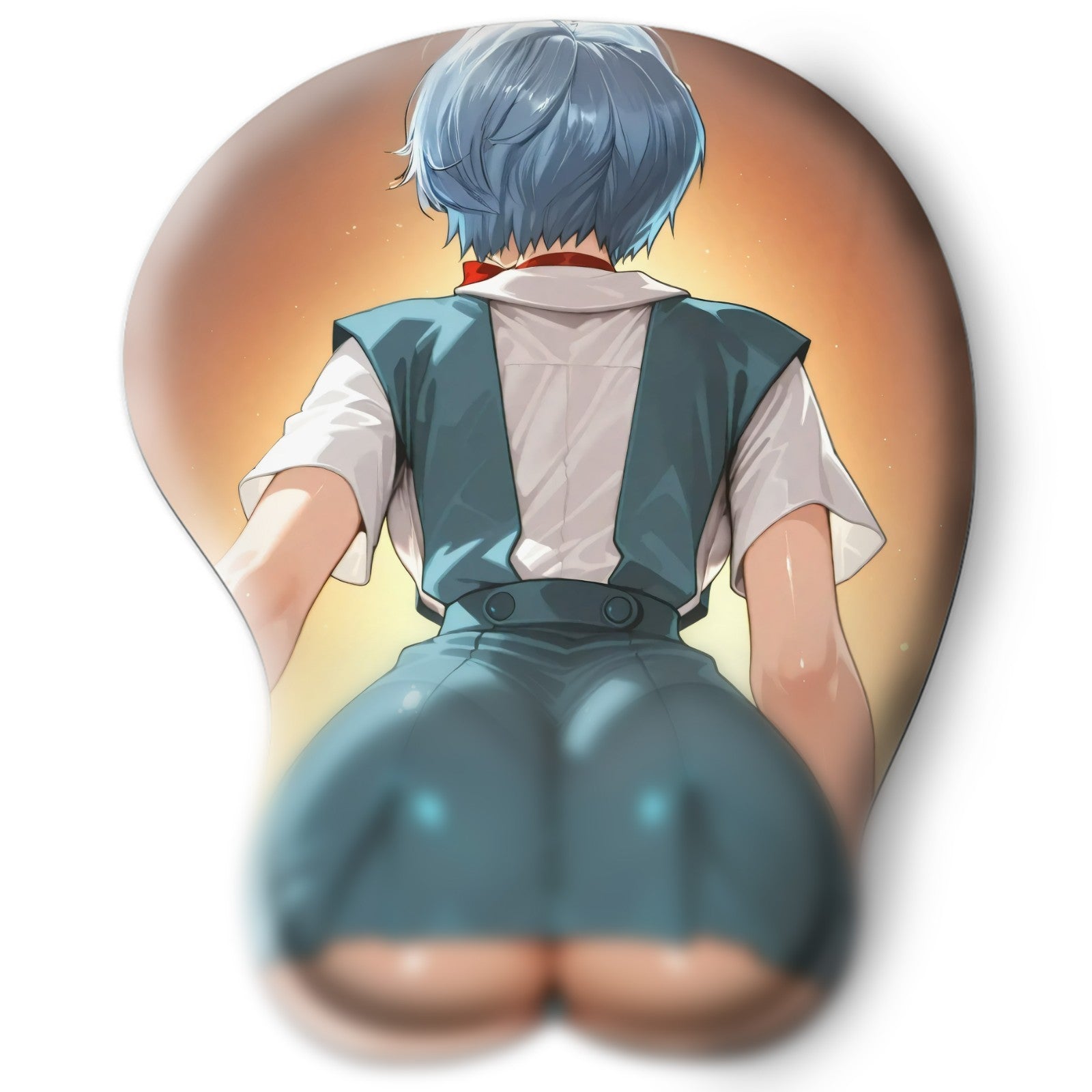 3D butt Anime Mouse Pad with Silicone Wrist Support, Non-Slip Ergonomic Shape, Evangelion anime Character Rei Ayanami #02