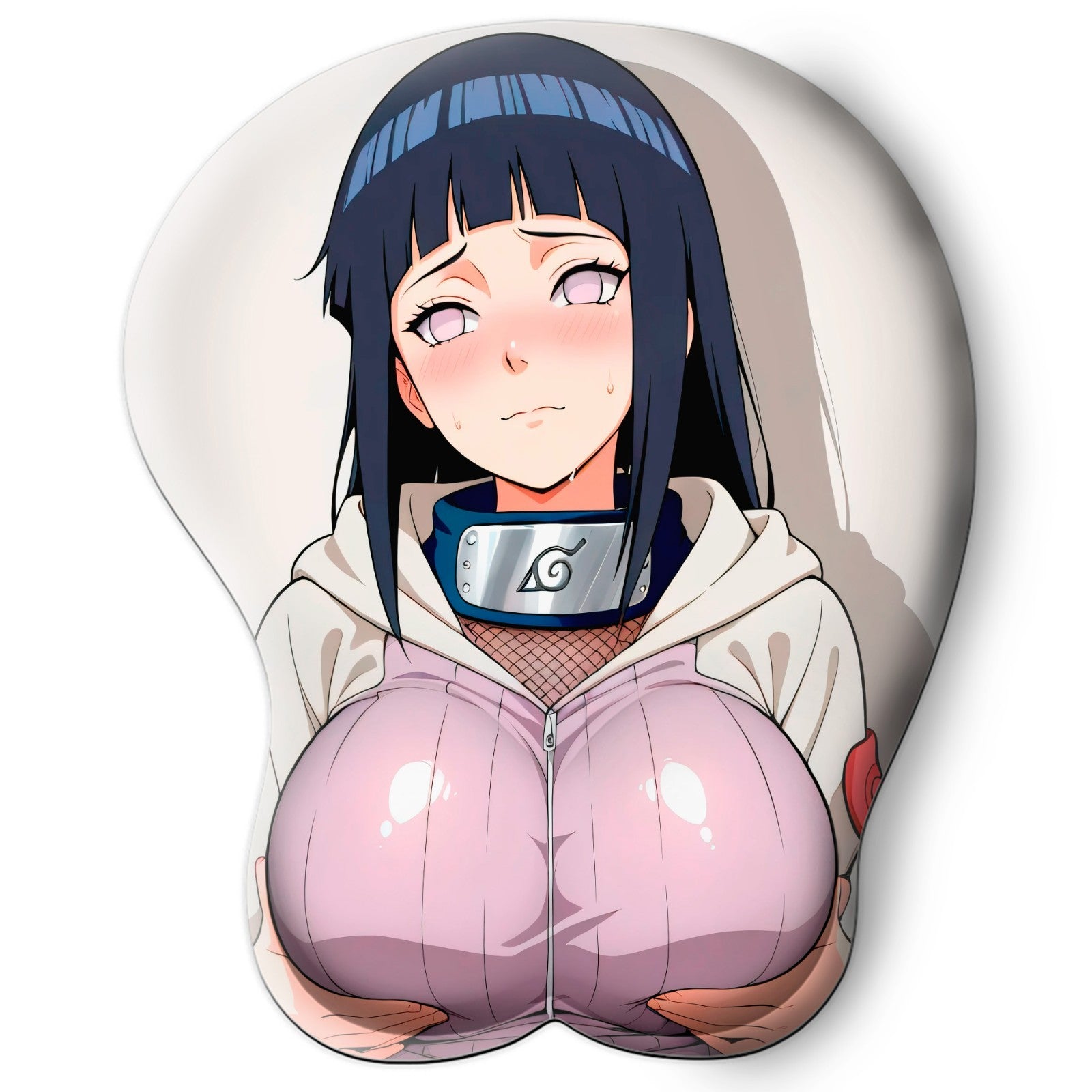 3D oppai Anime Mouse Pad with Silicone Wrist Support, Non-Slip Ergonomic Shape,Naruto anime Character Hinata Hyuga #01