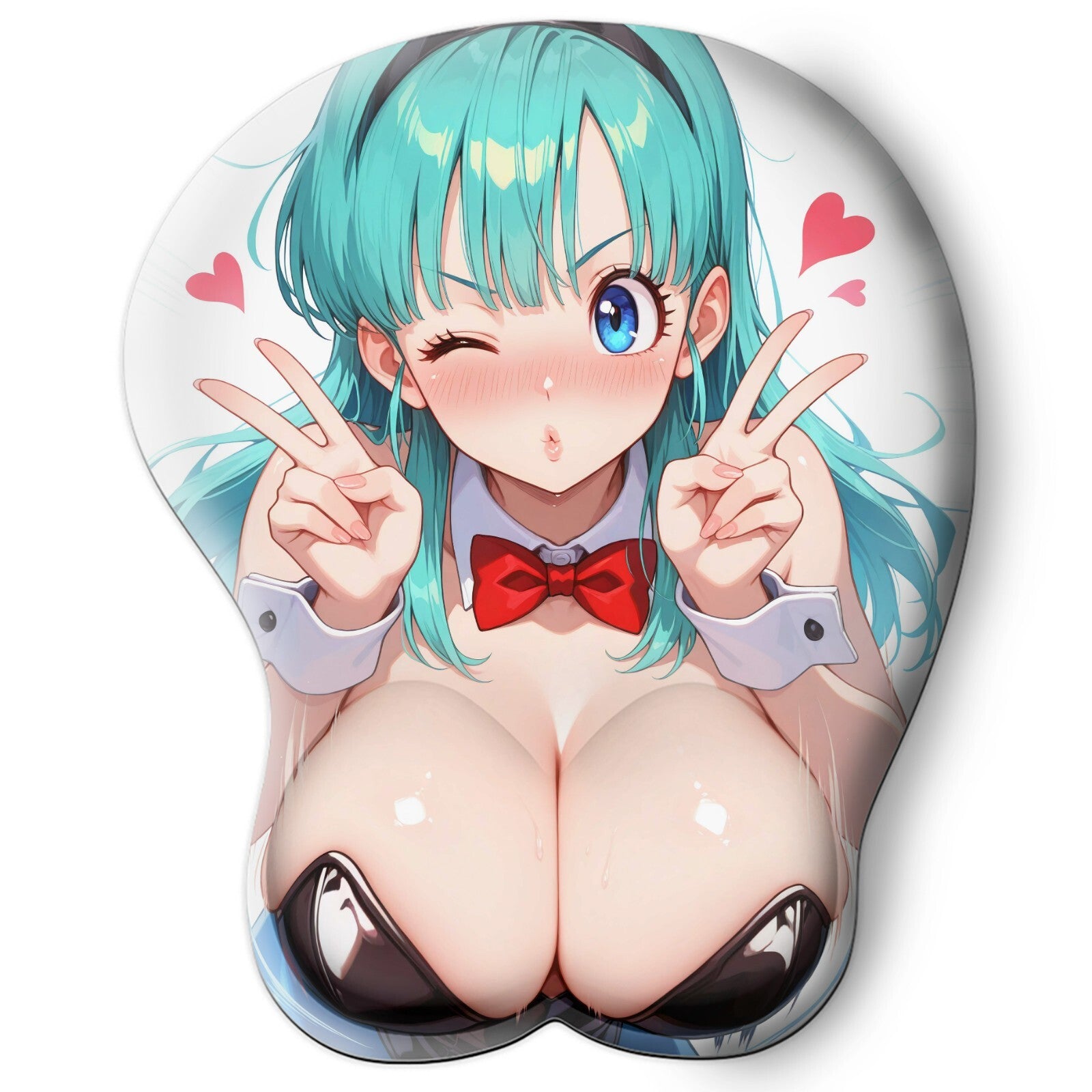 3D oppai Anime Mouse Pad with Silicone Wrist Support, Non-Slip Ergonomic Shape, Dragon Ball anime Character Bulma #01