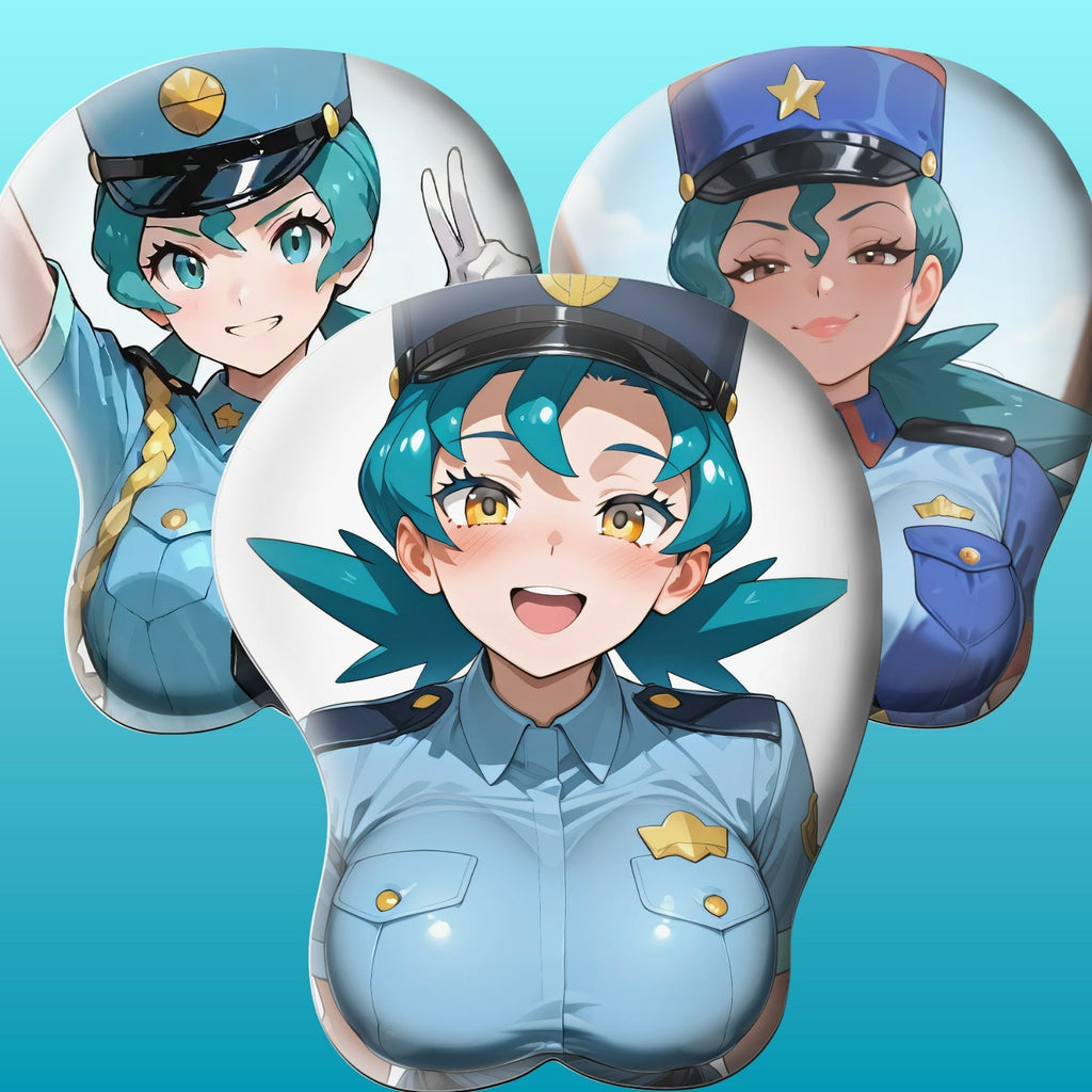 3D Oppai Anime Mouse Pad with Ergonomic Wrist Support XL, New Officer Jenny #01