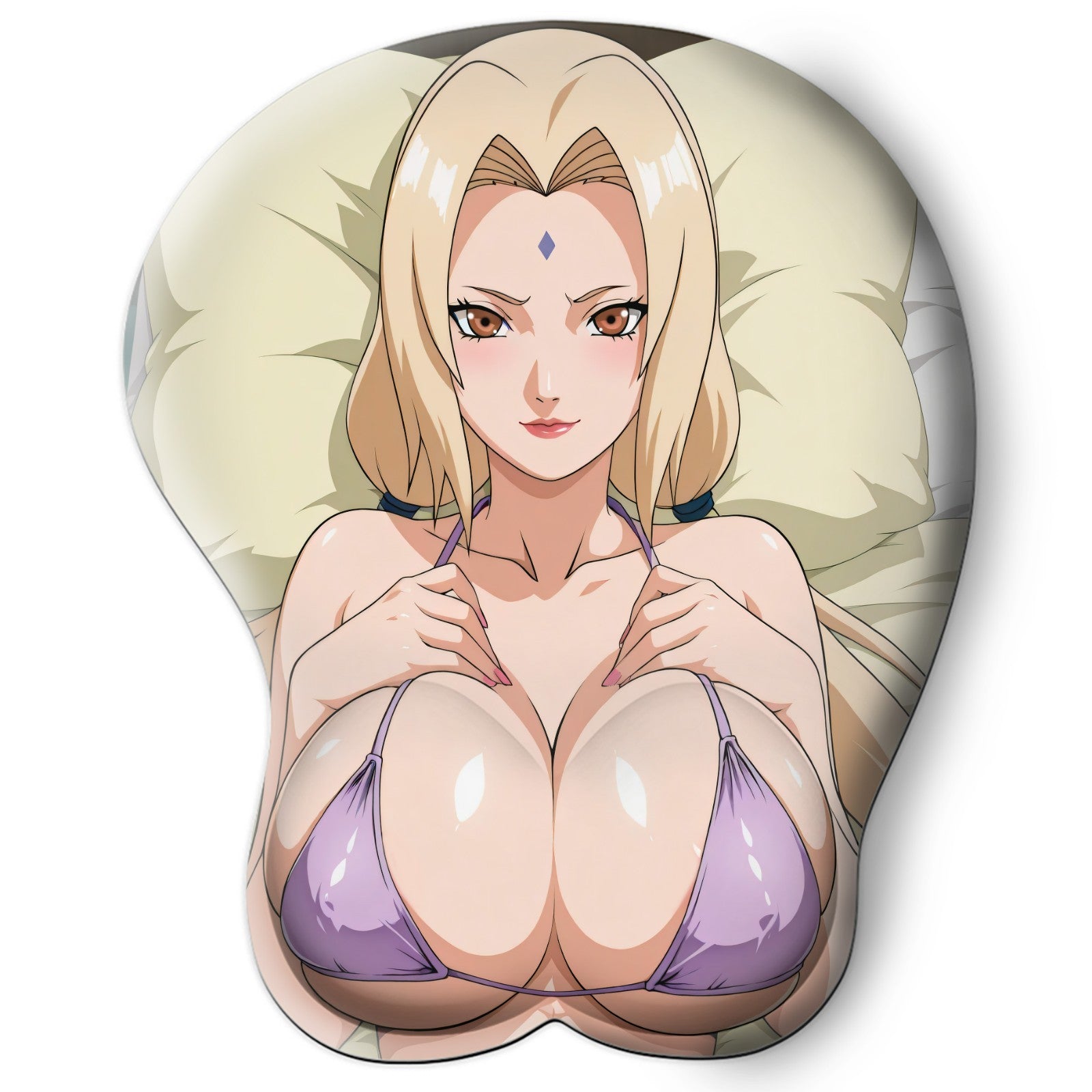 3D oppai Anime Mouse Pad with Silicone Wrist Support, Non-Slip Ergonomic Shape, Naruto Anime Character Tsunade Senju #01