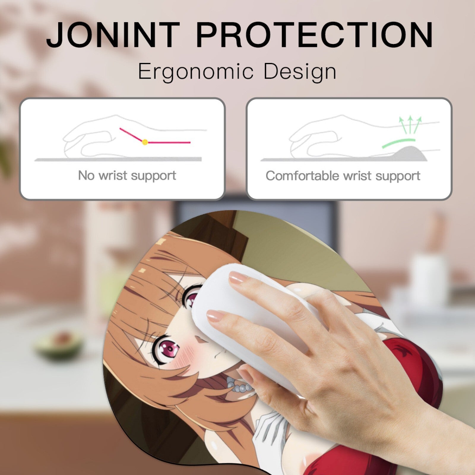 3D oppai Anime Mouse Pad with Wrist Rest by Shield Hero Raphtalia Silica #02