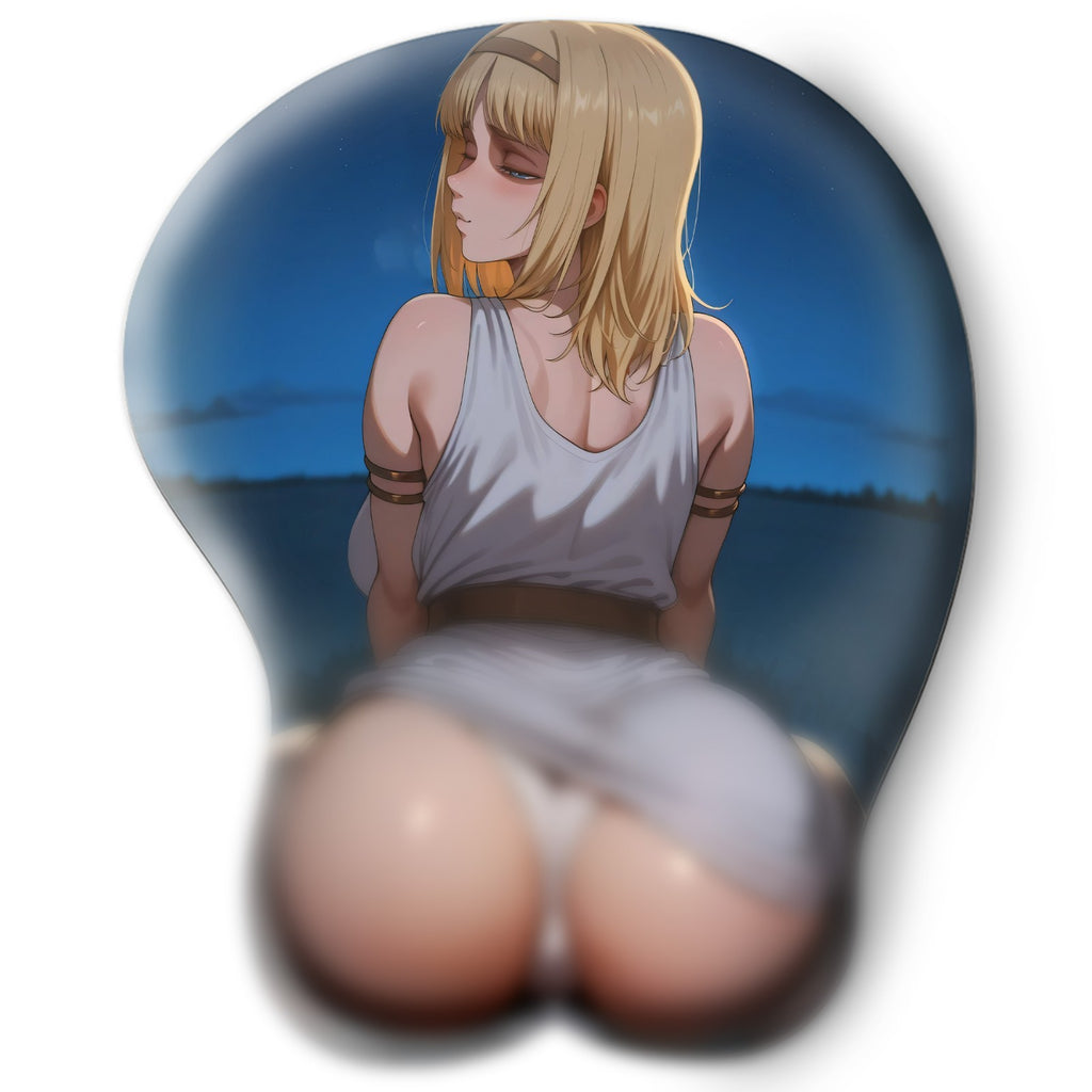 3D butt Anime Mouse Pad with Silicone Wrist Support, Non-Slip Ergonomic Shape, Attack on Titan anime Character Ymir #02