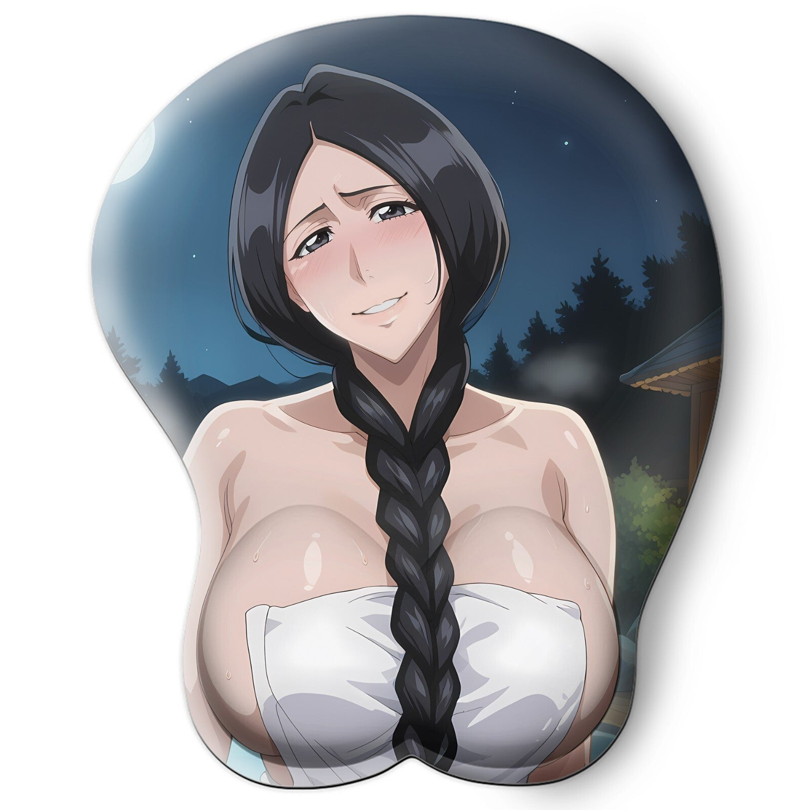3D oppai Anime Mouse Pad with Silicone Wrist Support, Non-Slip Ergonomic Shape, Bleach Anime Character Retsu Unohana #03