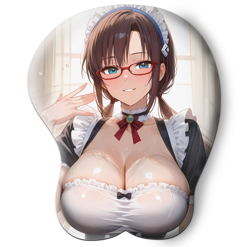 3D oppai Anime Mouse Pad with Silicone Wrist Support, Non-Slip Ergonomic Shape, One Piece anime Character Mari mikinami #01