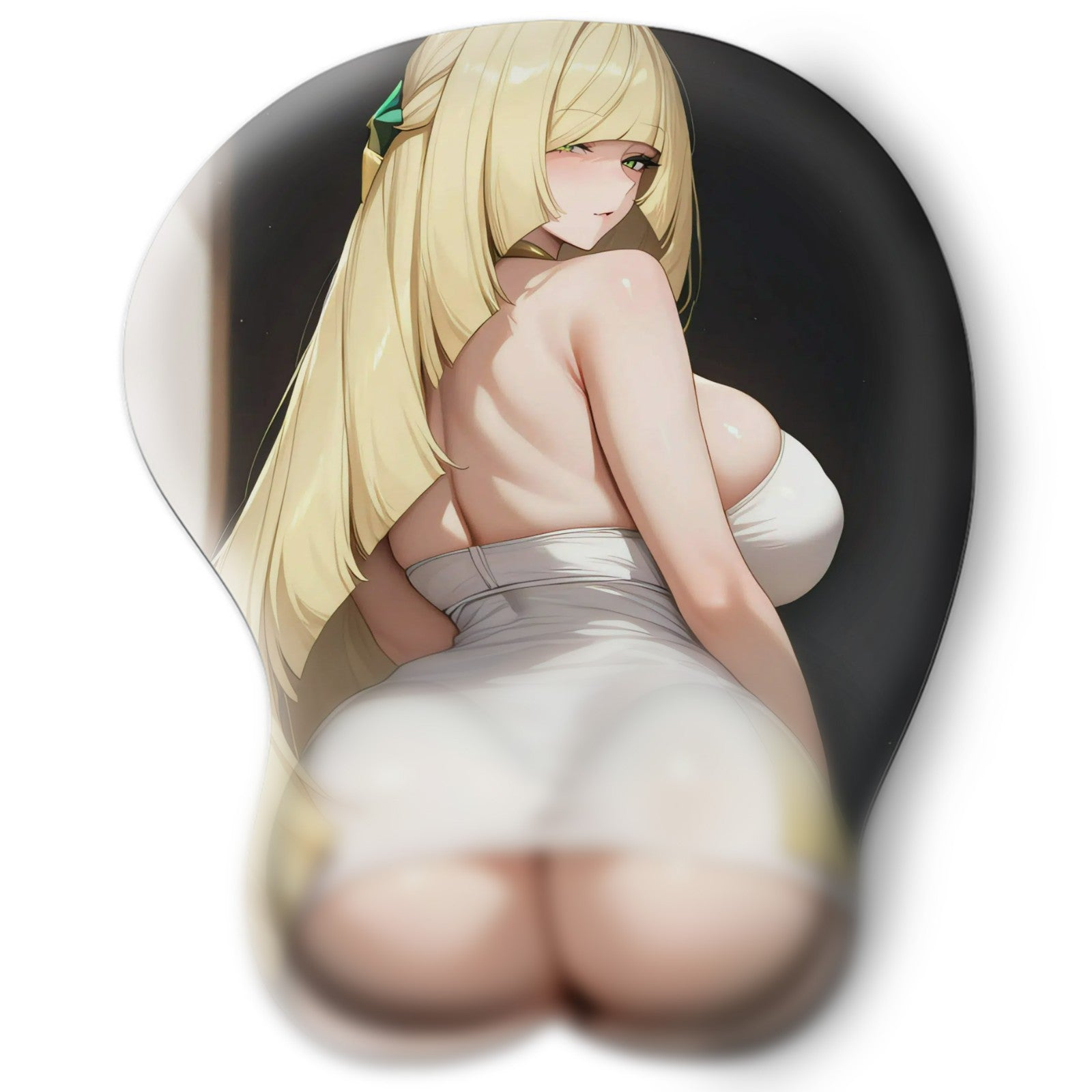 3D butt Anime Mouse Pad with Silicone Wrist Support, Non-Slip Ergonomic Shape, Pokemon anime Character lusamine #02