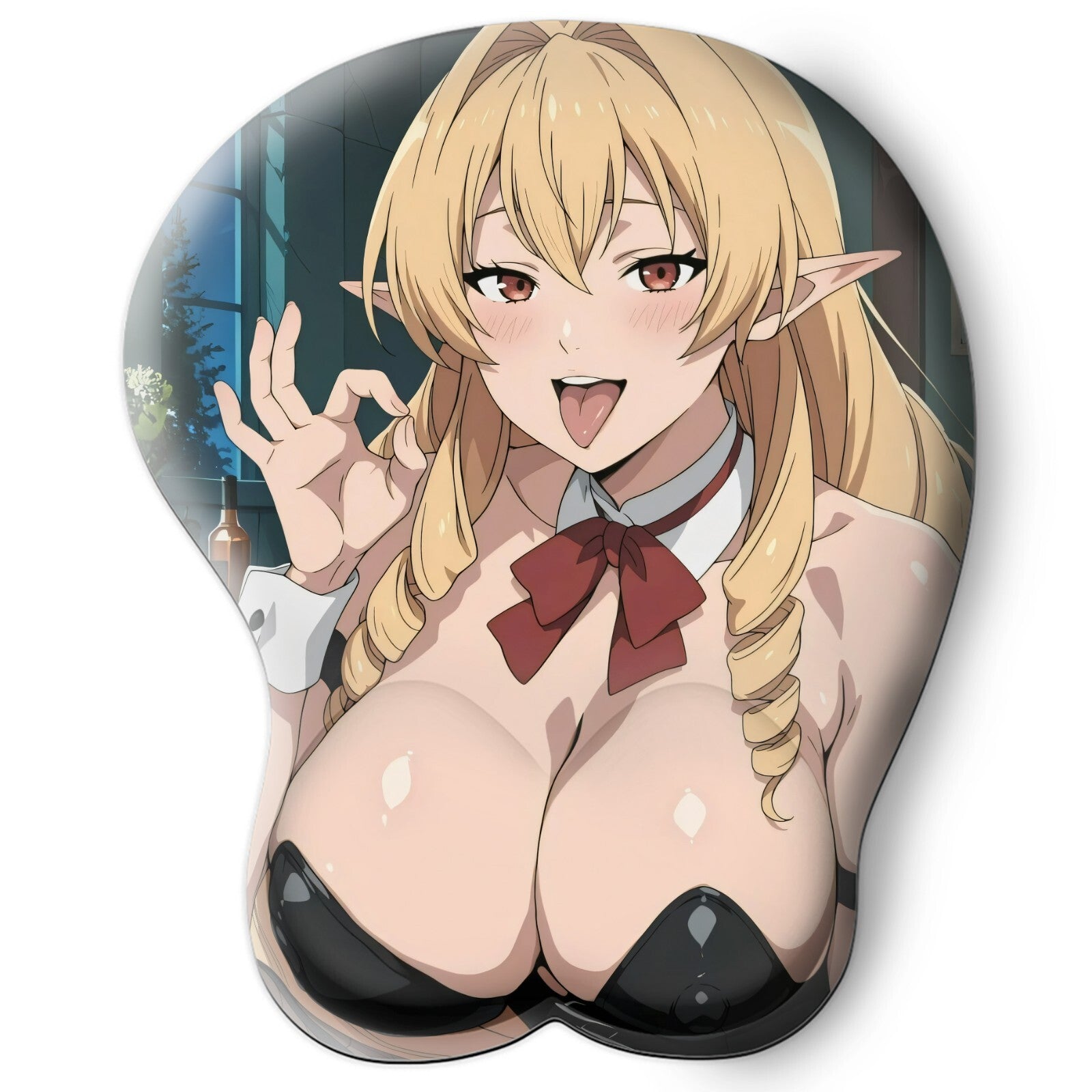 3D oppai Anime Mouse Pad with Wrist Rest by Mushoku Tensei Elinalise #01