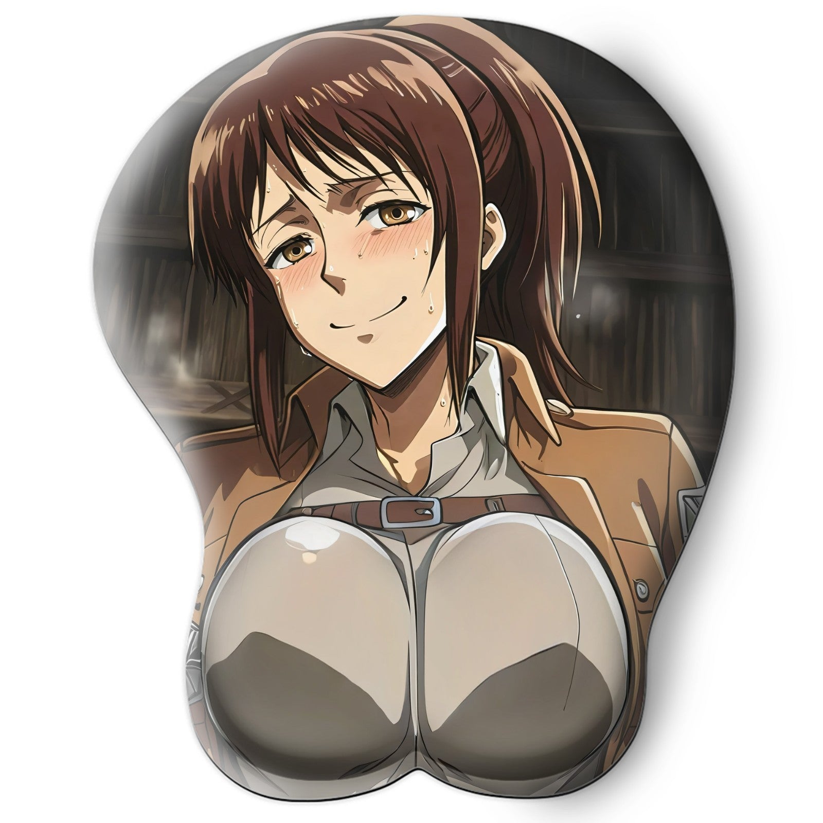 3D oppai Anime Mouse Pad with Silicone Wrist Support, Non-Slip Ergonomic Shape, Attack on Titan Anime Character Sasha #01