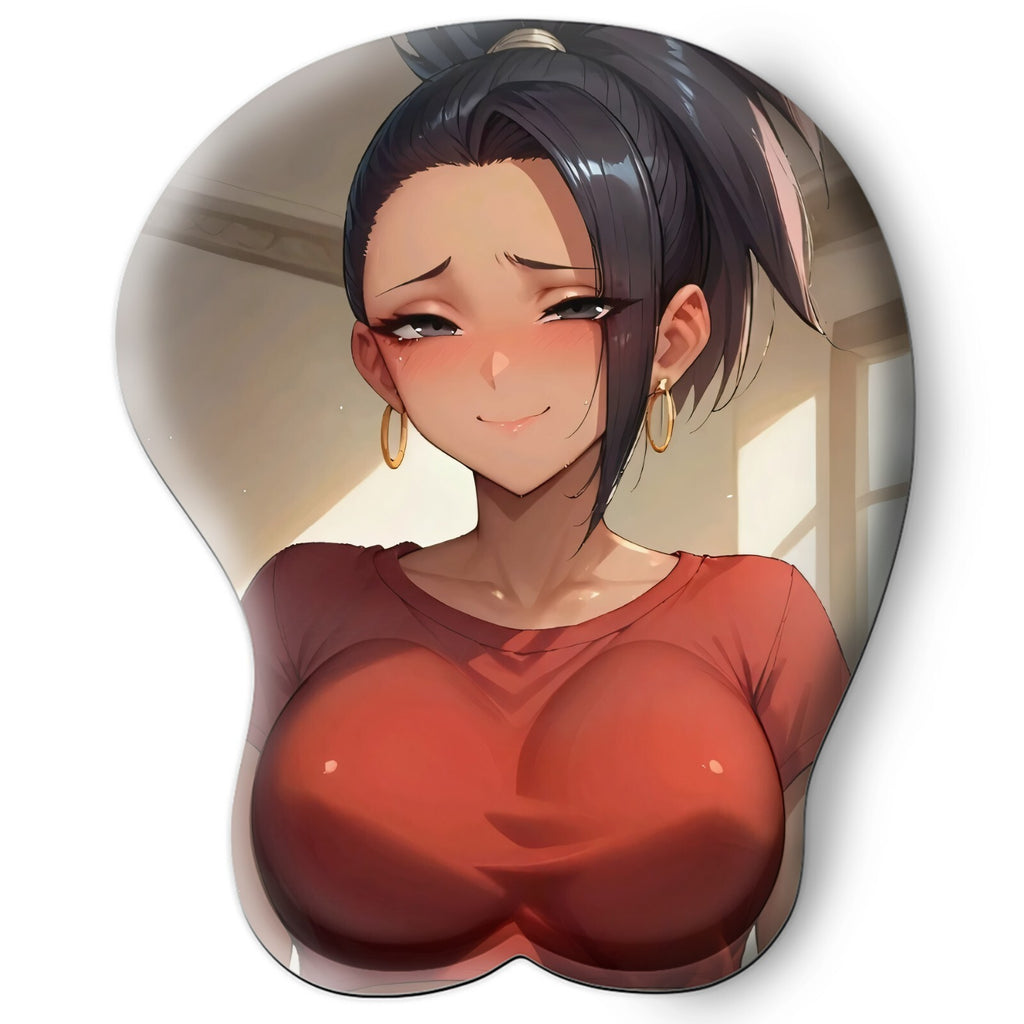 3D oppai Anime Mouse Pad with Silicone Wrist Support, Non-Slip Ergonomic Shape, Dragon Ball anime Character Kale #01