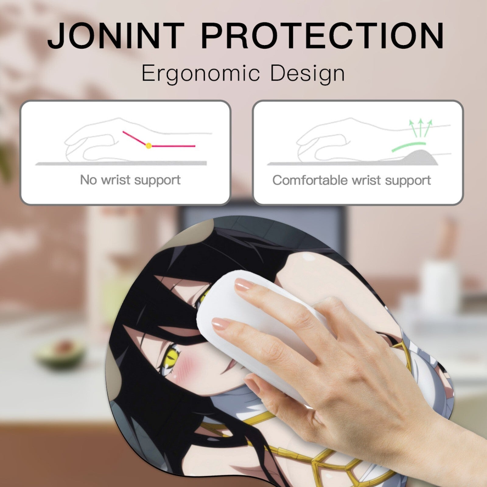 3D Oppai Anime Mouse Pad with Wrist Rest by  Overlord Albedo #01