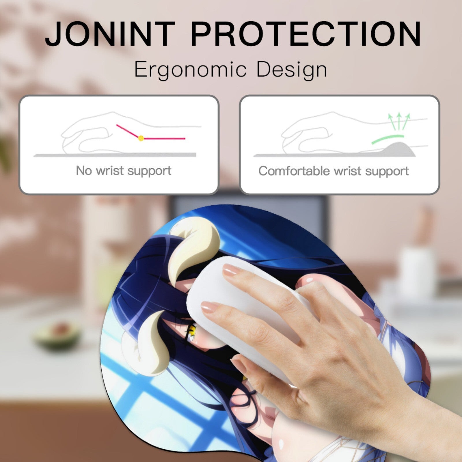 3D Oppai Anime Mouse Pad with Wrist Rest by  Overlord Albedo #02