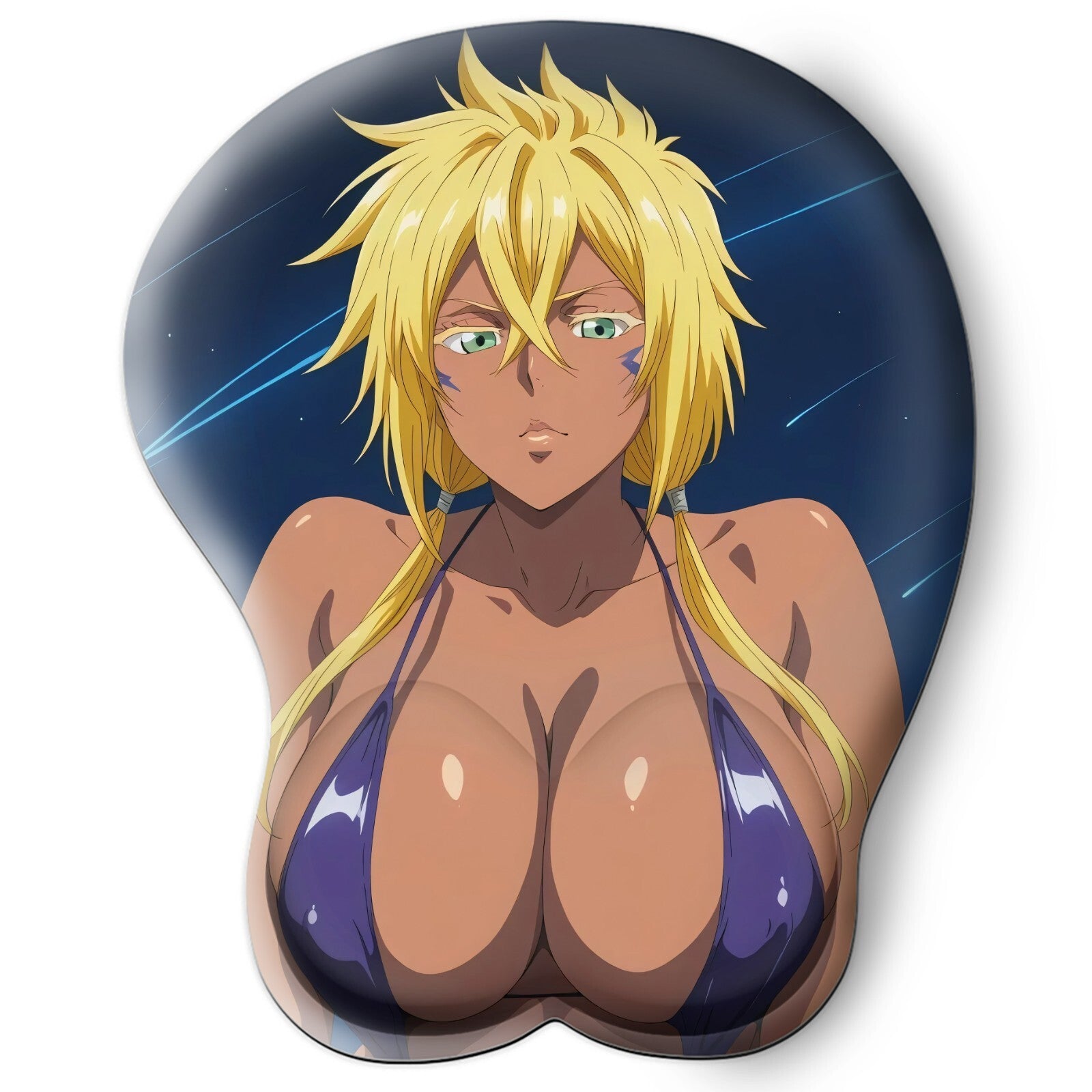 3D oppai Anime Mouse Pad with Silicone Wrist Support, Non-Slip Ergonomic Shape, Bleach anime Character Harribel  #03