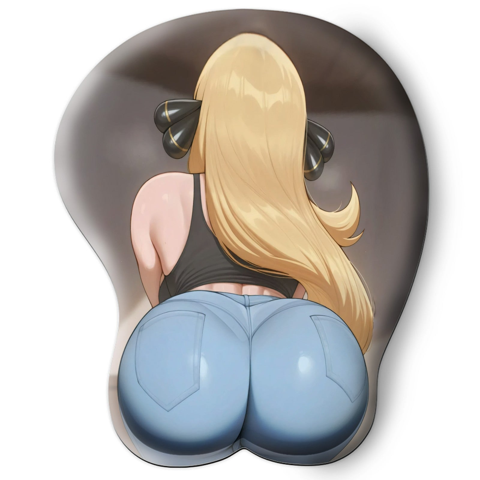 3D butt Anime Mouse Pad with Silicone Wrist Support, Non-Slip Ergonomic Shape, Pokemon anime Character Cynthia #02
