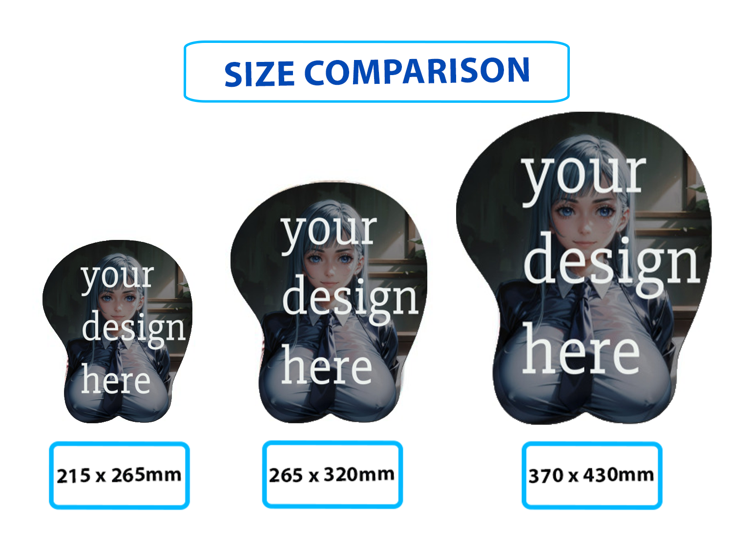 3D Oppai Anime Mouse Pad with Ergonomic Wrist Support XL, New Kale #01