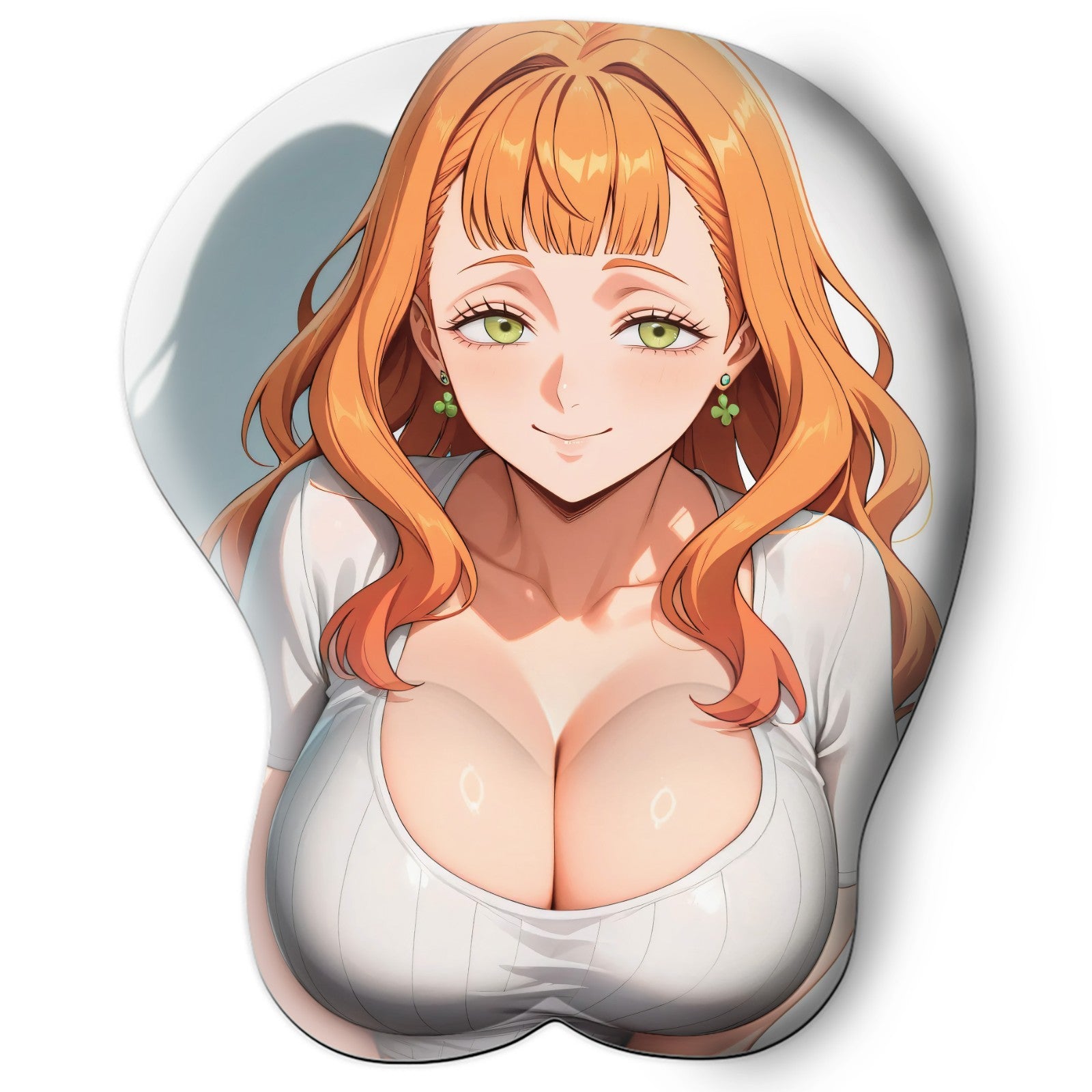 3D oppai Anime Mouse Pad with Silicone Wrist Support, Non-Slip Ergonomic Shape, Black clover Anime Character Mimosa Vermillion #01
