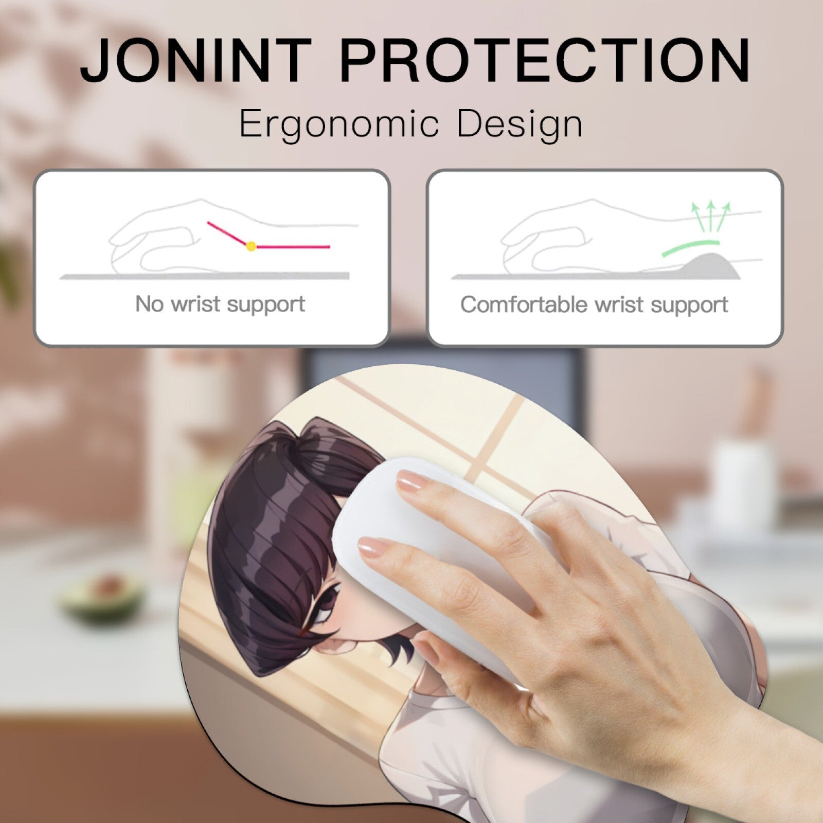 3D oppai Anime MousePad with Wrist Rest by Komi Can't Communicate komi shuuko 01