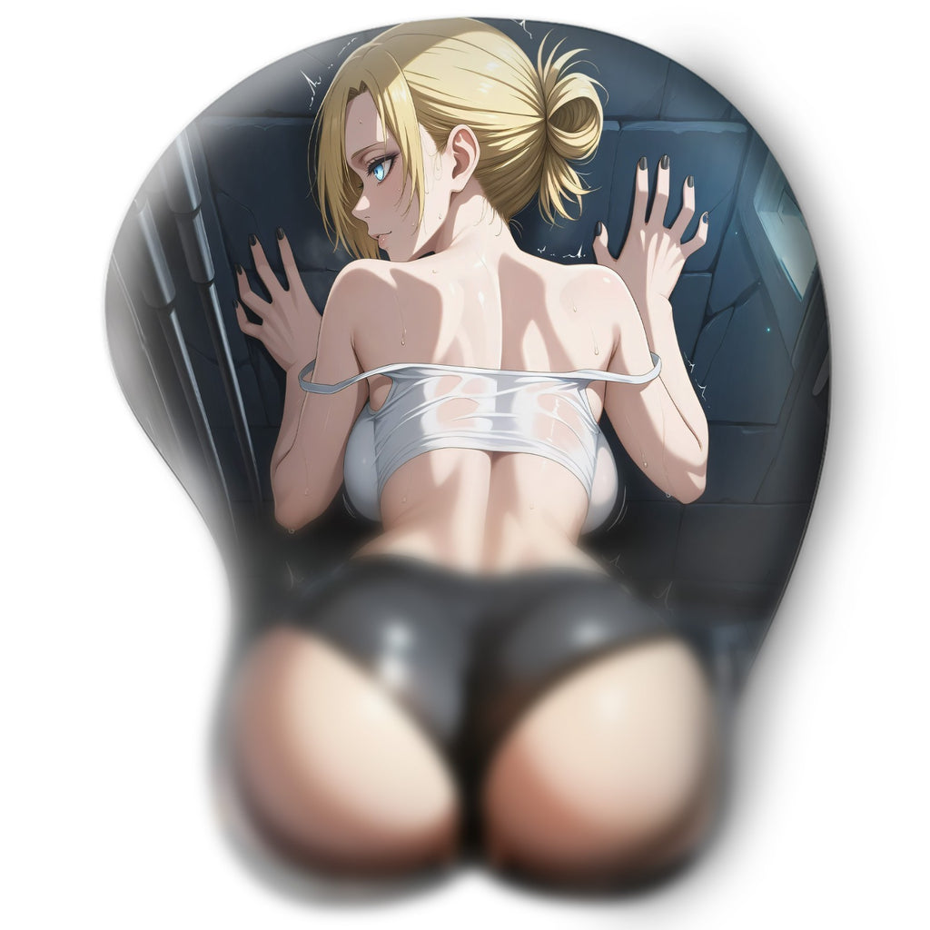 3D butt Anime Mouse Pad with Silicone Wrist Support, Non-Slip Ergonomic Shape, Attack on Titan anime Character Annie #02