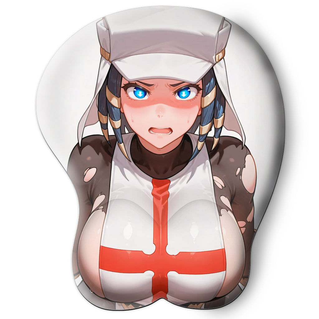 3D oppai Anime Mouse Pad with Silicone Wrist Support, Non-Slip Ergonomic Shape, Fire ForceAnime Character Arrow #01