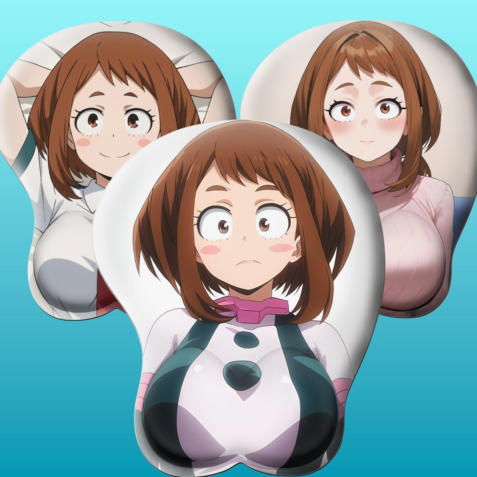 3D Oppai Anime Mouse Pad with Wrist Rest by My hero academia Ochacu Uraraka #01