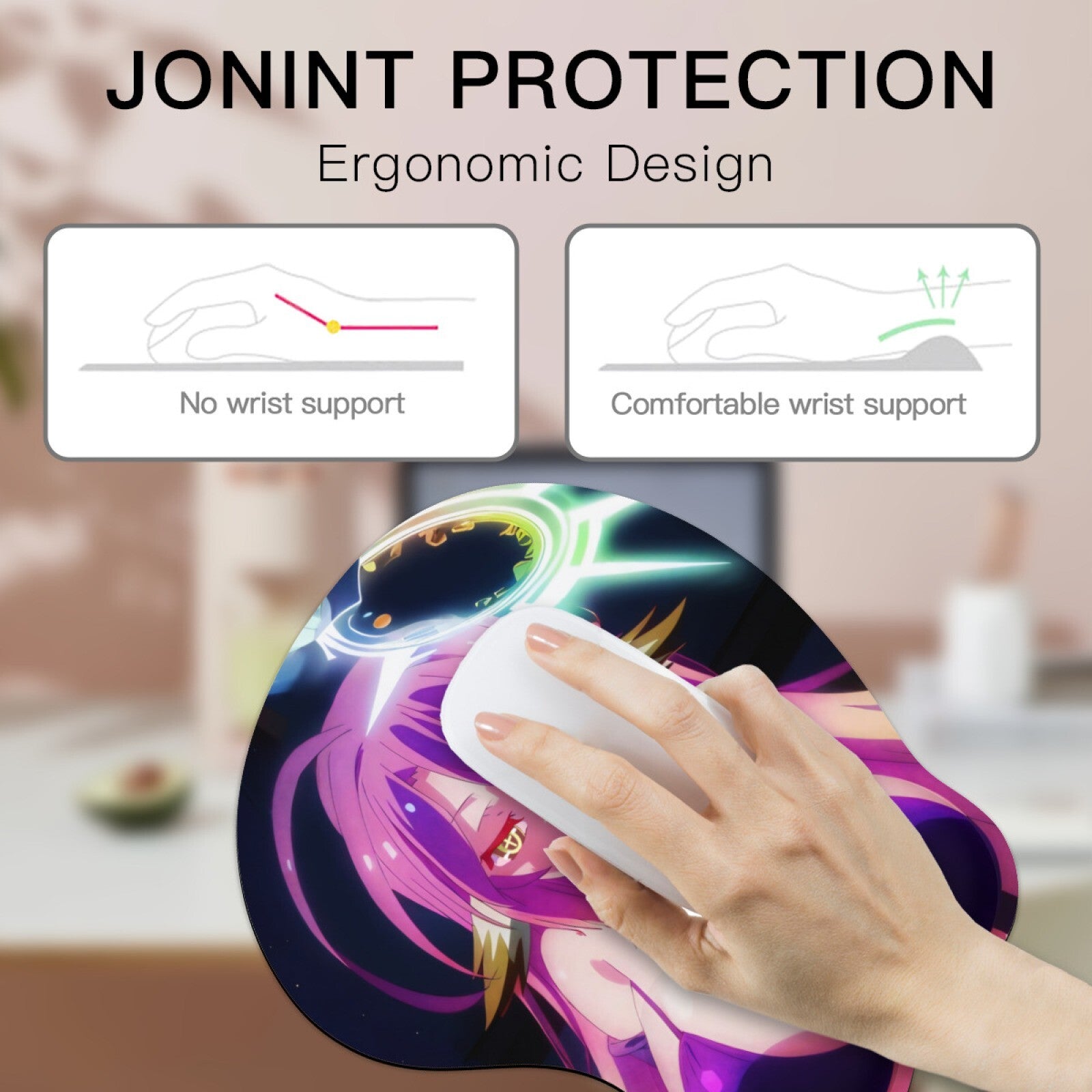 3D Oppai Anime Mouse Pad with Wrist Rest by No Game No Life Jibril #01