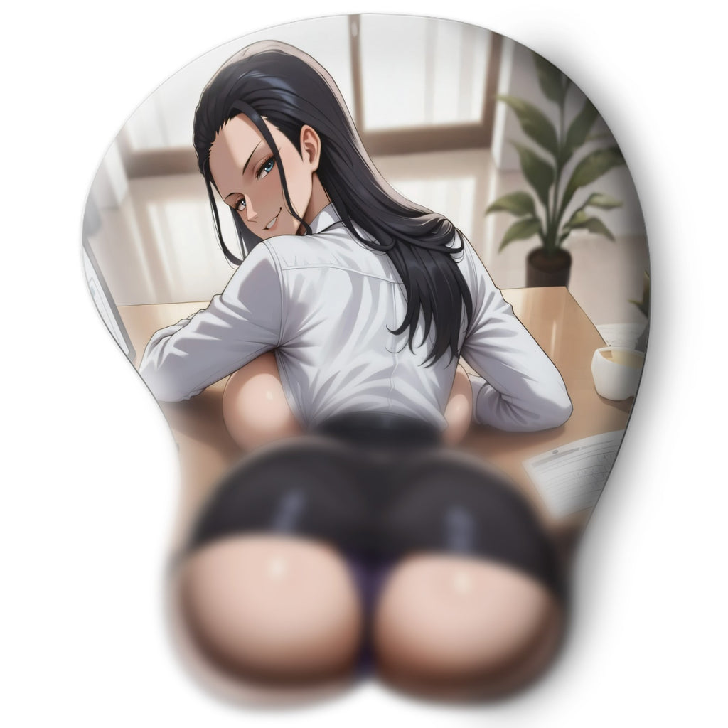 3D butt Anime Mouse Pad with Silicone Wrist Support, Non-Slip Ergonomic Shape, One Piece anime Character Robin #02