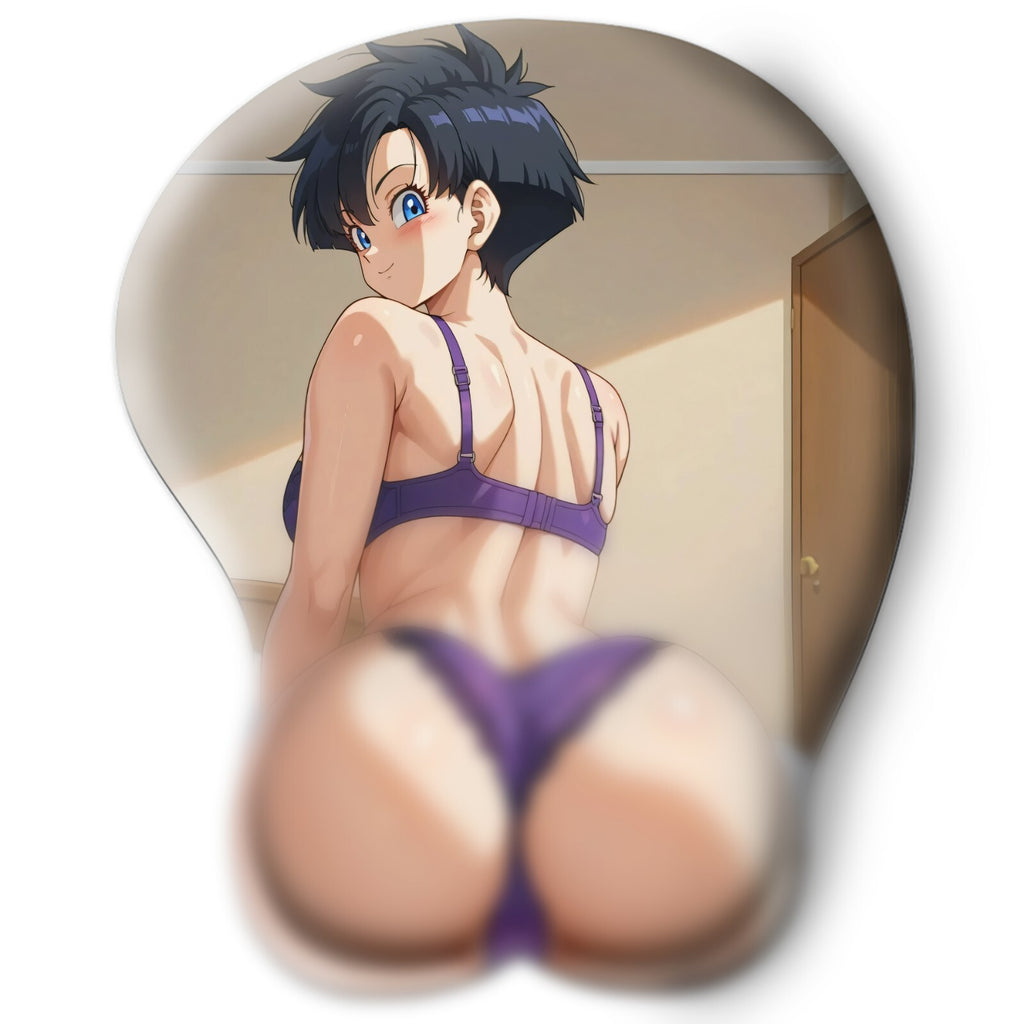 3D butt Anime Mouse Pad with Silicone Wrist Support, Non-Slip Ergonomic Shape, Dragon Ball anime Character Videl #02