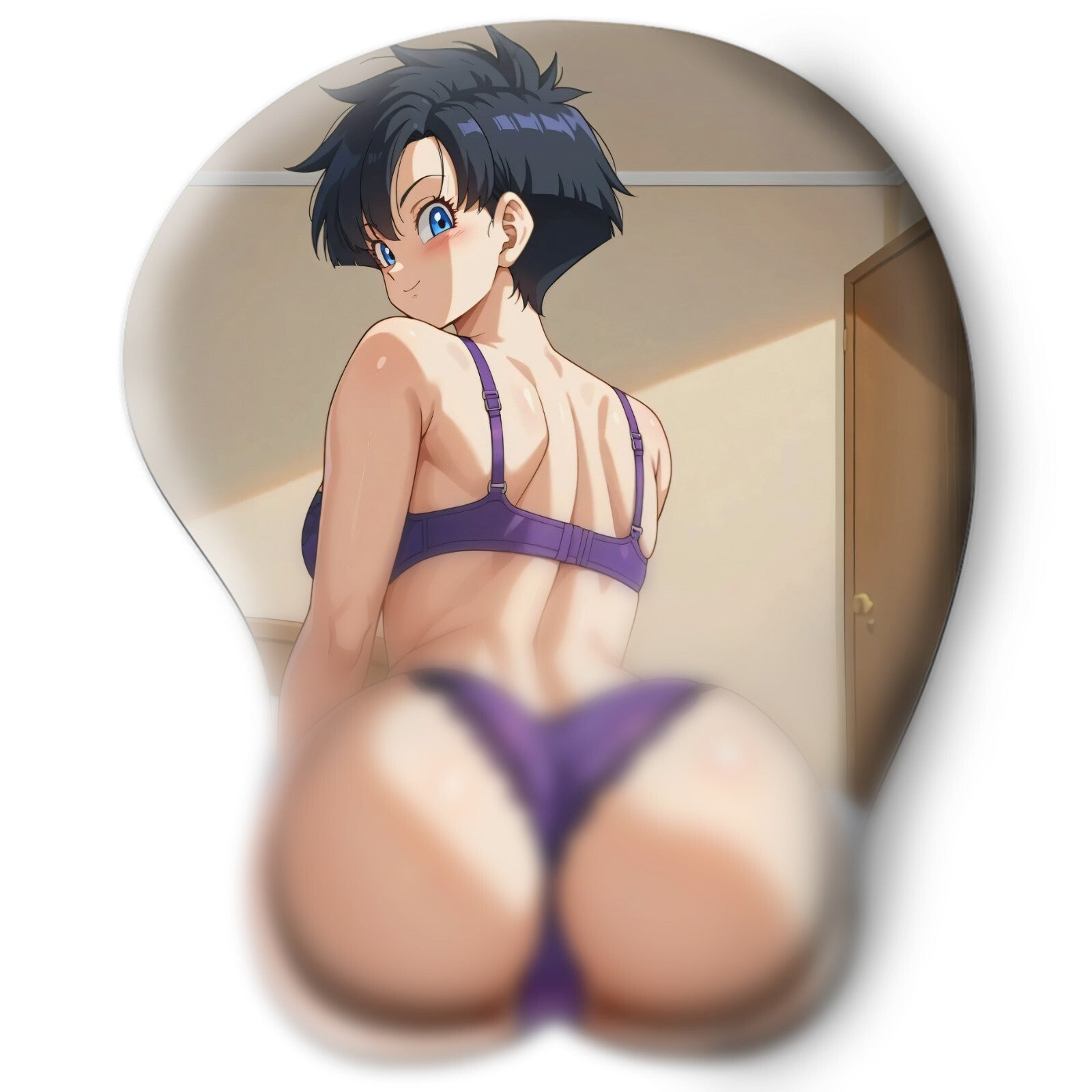 3D butt Anime Mouse Pad with Silicone Wrist Support, Non-Slip Ergonomic Shape, Dragon Ball anime Character Videl #02