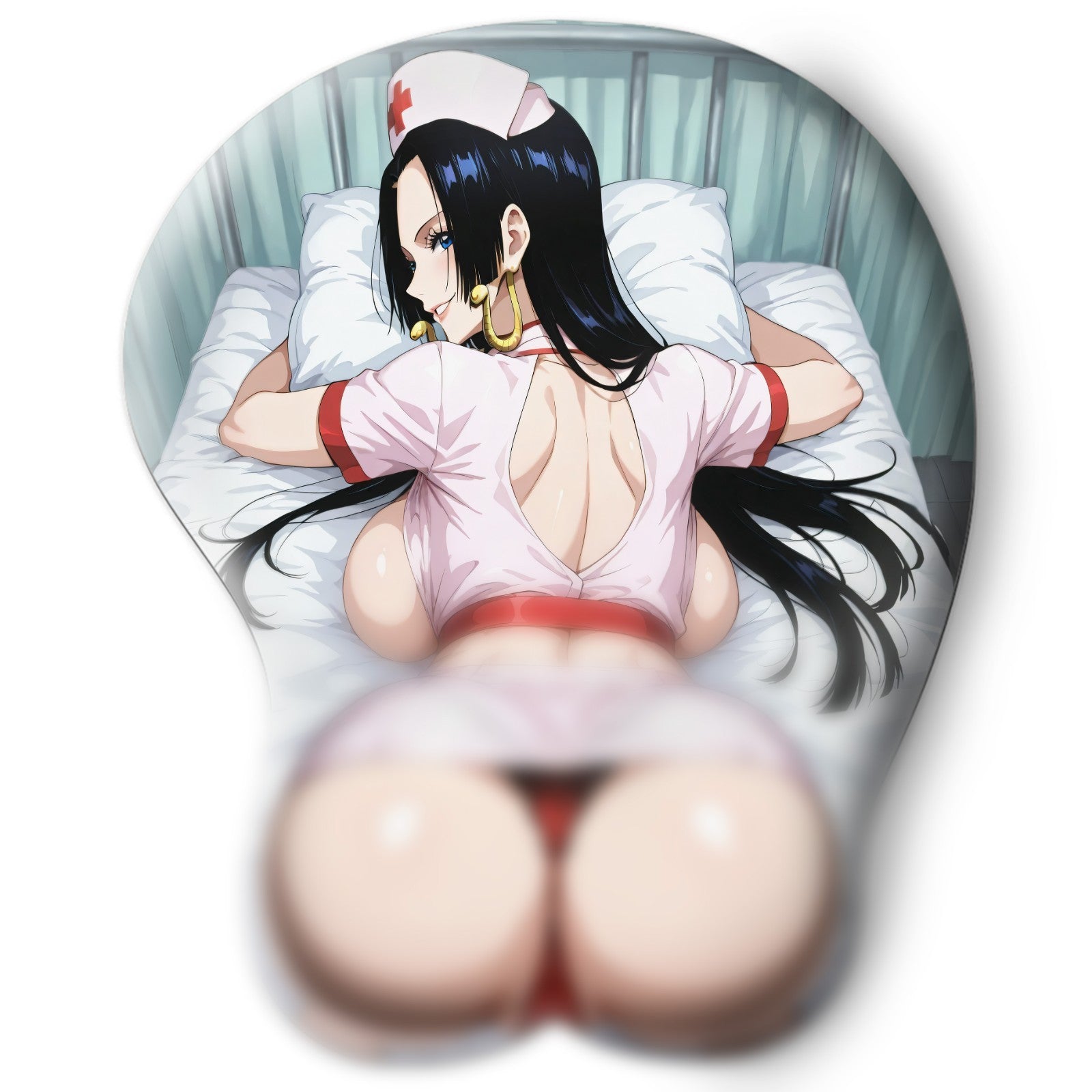 3D butt Anime Mouse Pad with Silicone Wrist Support, Non-Slip Ergonomic Shape, One Piece anime Character Boa Hancock #02