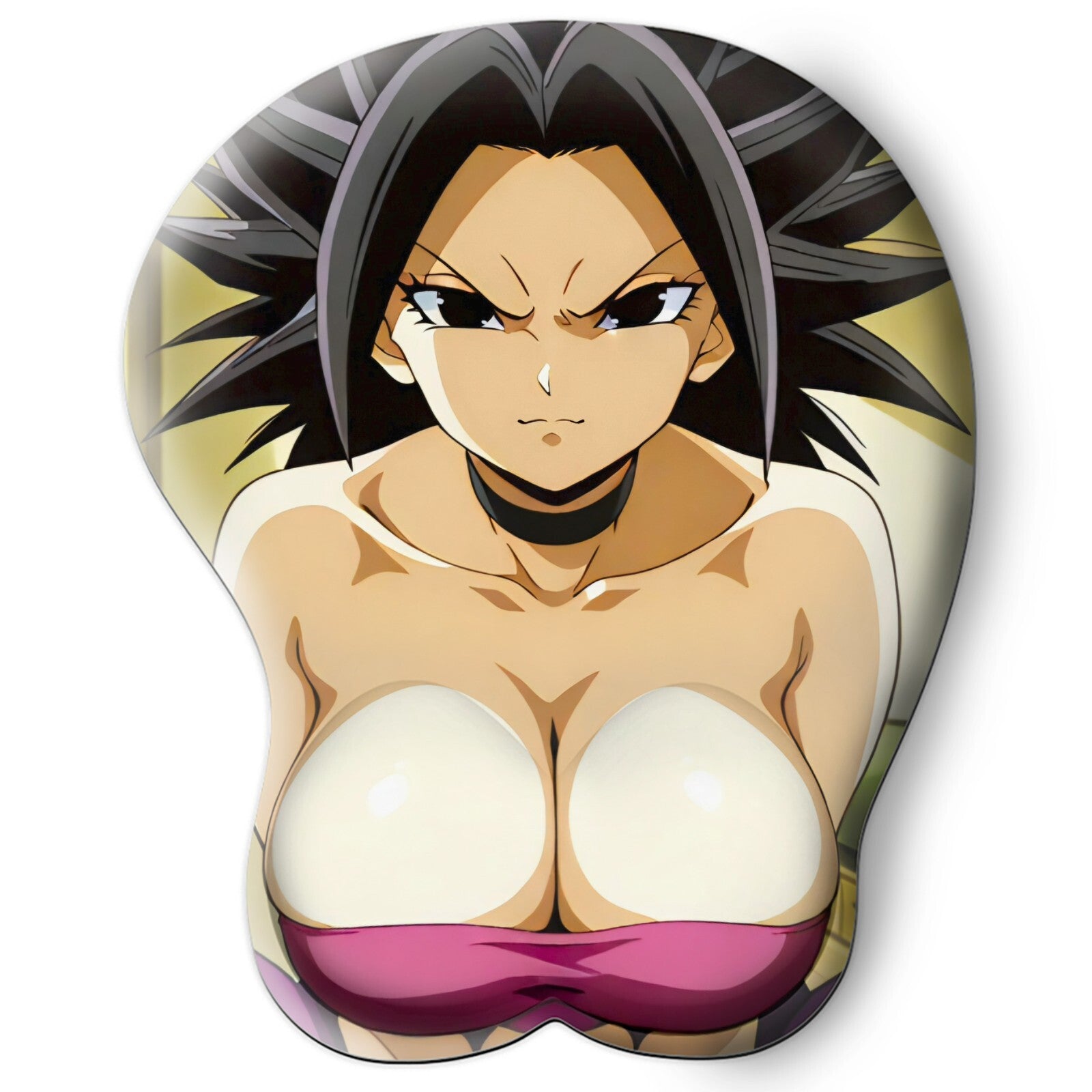 3D oppai Anime Mouse Pad with Silicone Wrist Support, Non-Slip Ergonomic Shape, Dragon Ball anime Character Caulifla #01