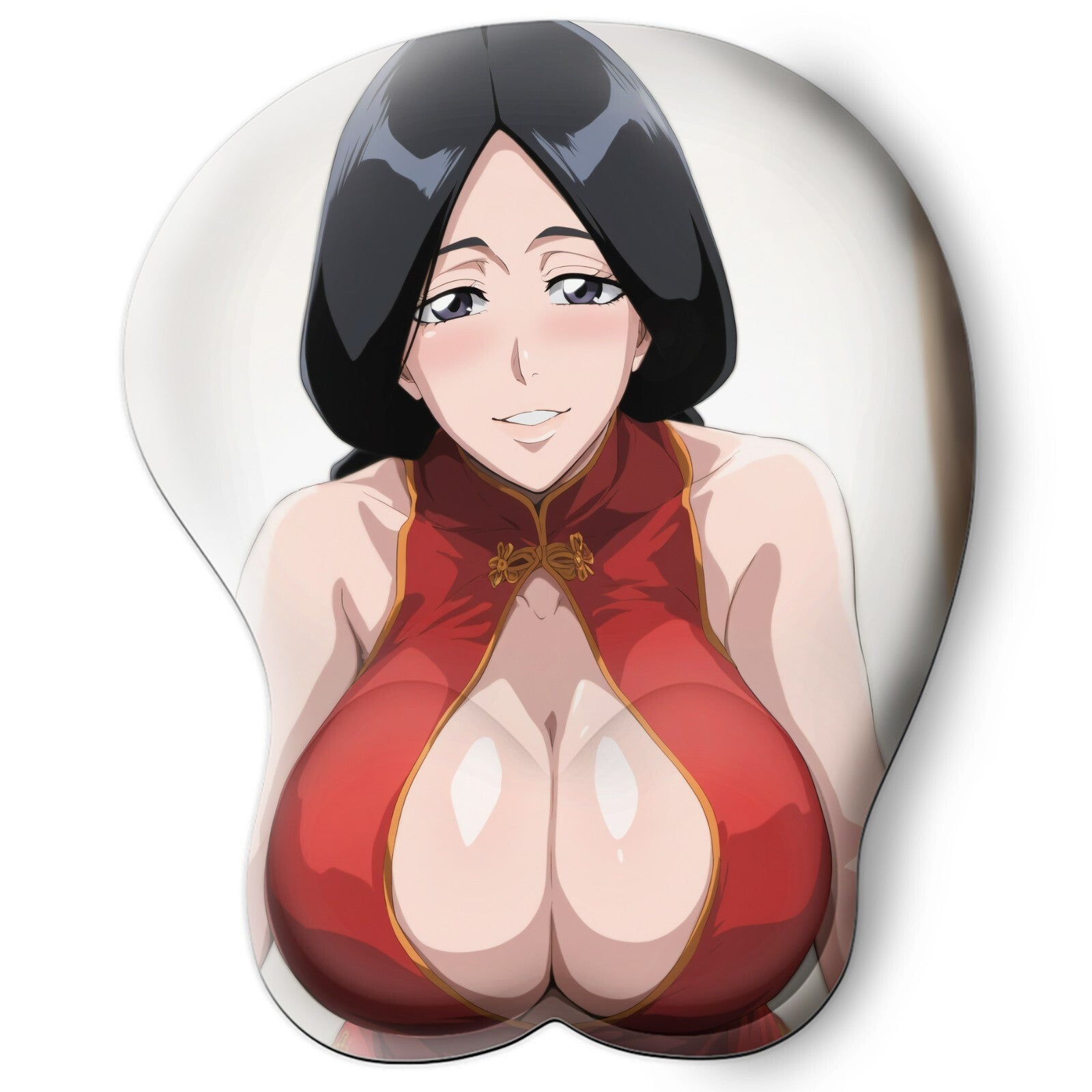 3D oppai Anime Mouse Pad with Silicone Wrist Support, Non-Slip Ergonomic Shape, Bleach Anime Character Retsu Unohana #01