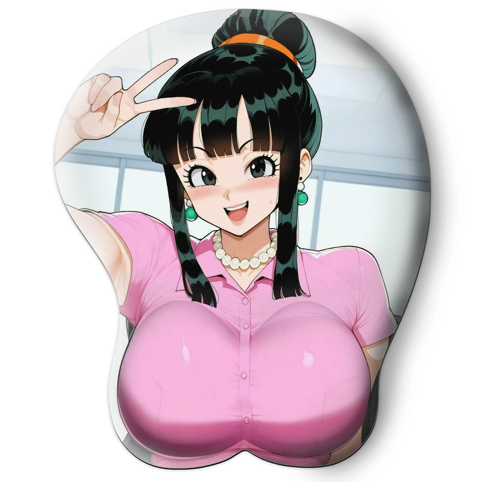 3D oppai Anime Mouse Pad with Silicone Wrist Support, Non-Slip Ergonomic Shape, Dragon Ball anime Character Chi-chi (chi chi) #01