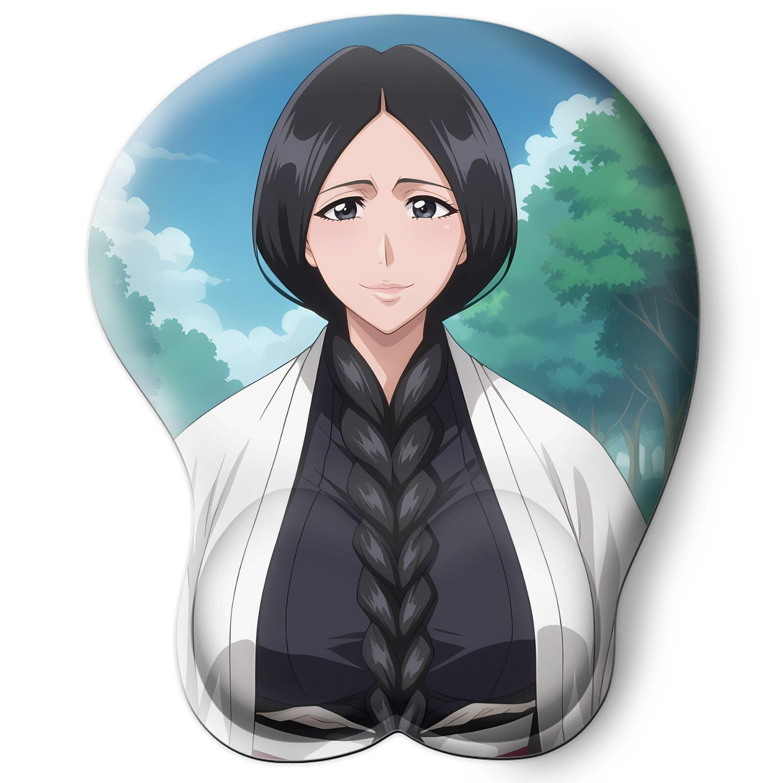 3D oppai Anime Mouse Pad with Silicone Wrist Support, Non-Slip Ergonomic Shape, Bleach Anime Character Retsu Unohana #02