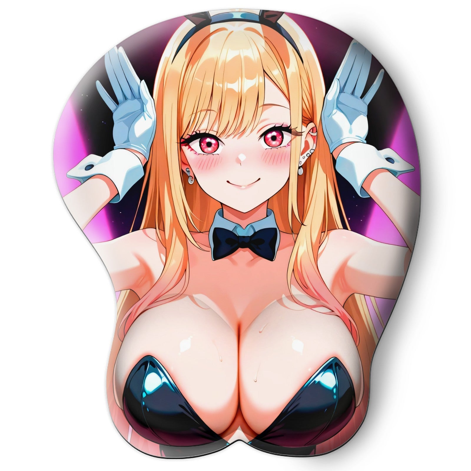3D oppai Anime Mouse Pad with Silicone Wrist Support, Non-Slip Ergonomic Shape, My Dress-Up Darling Anime Character  Marin Kitagawa #01