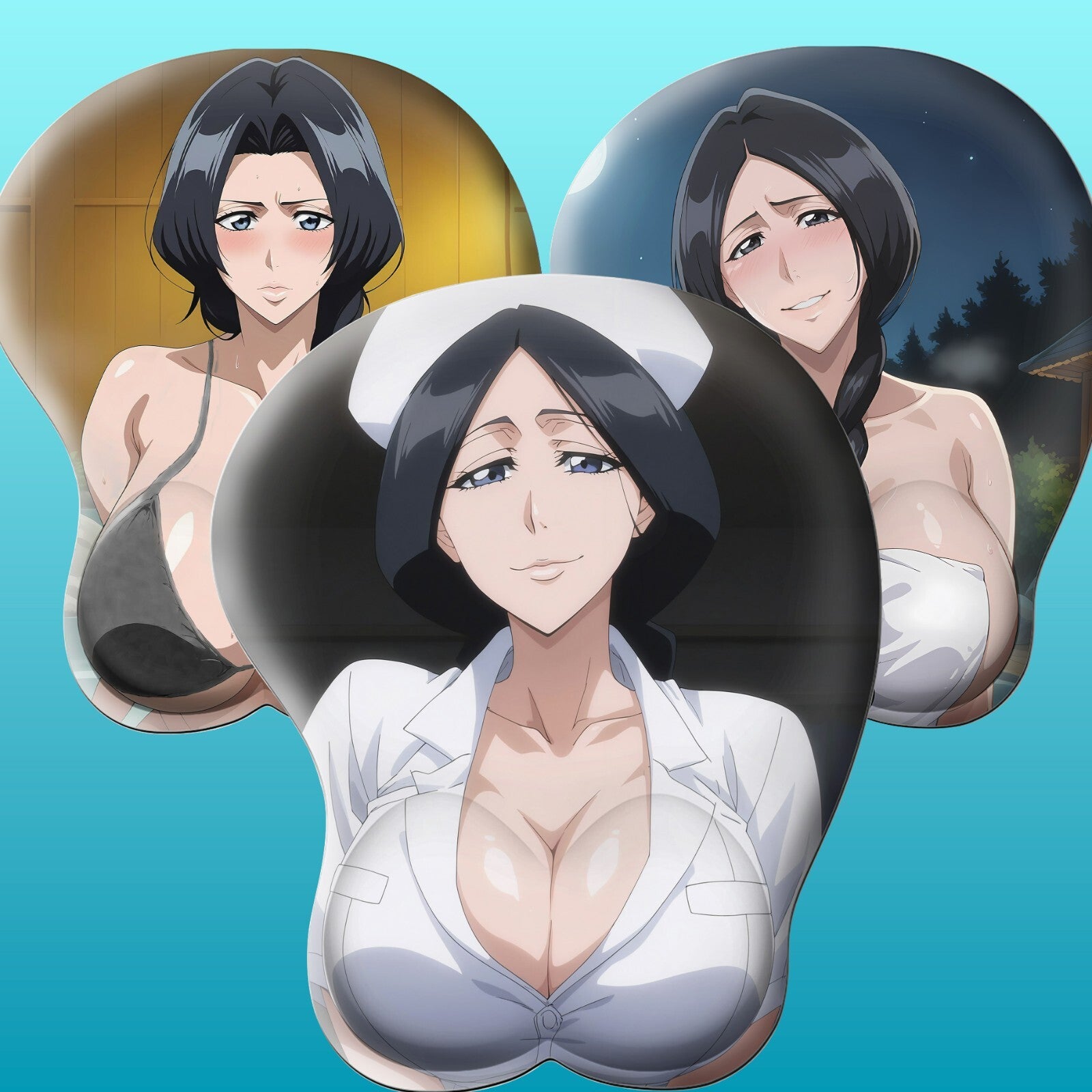 3D Oppai Anime Mouse Pad with Ergonomic Wrist Support XL, New Unohana #03