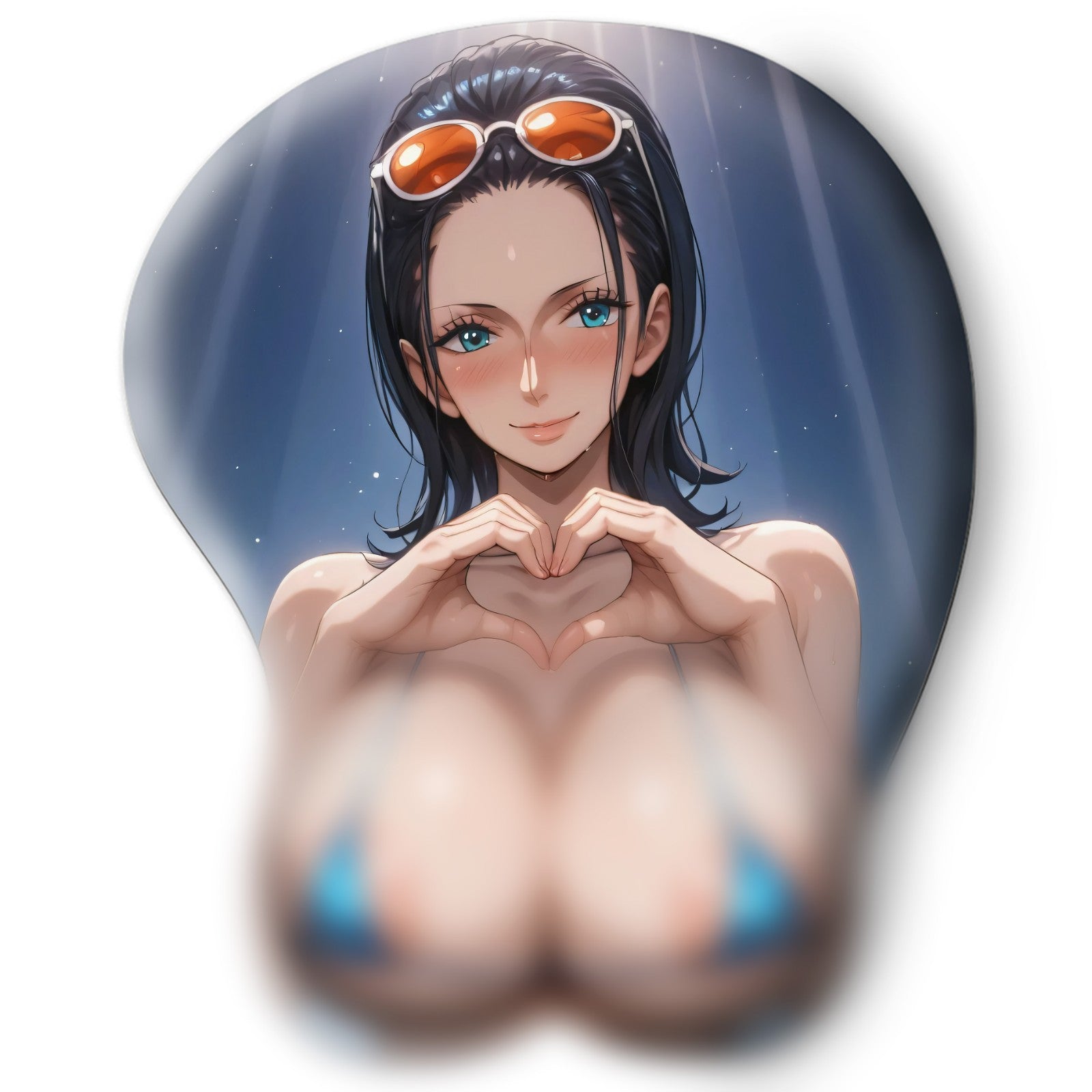 3D oppai Anime Mouse Pad with Silicone Wrist Support, Non-Slip Ergonomic Shape, One Piece Anime Character Nico Robin #01