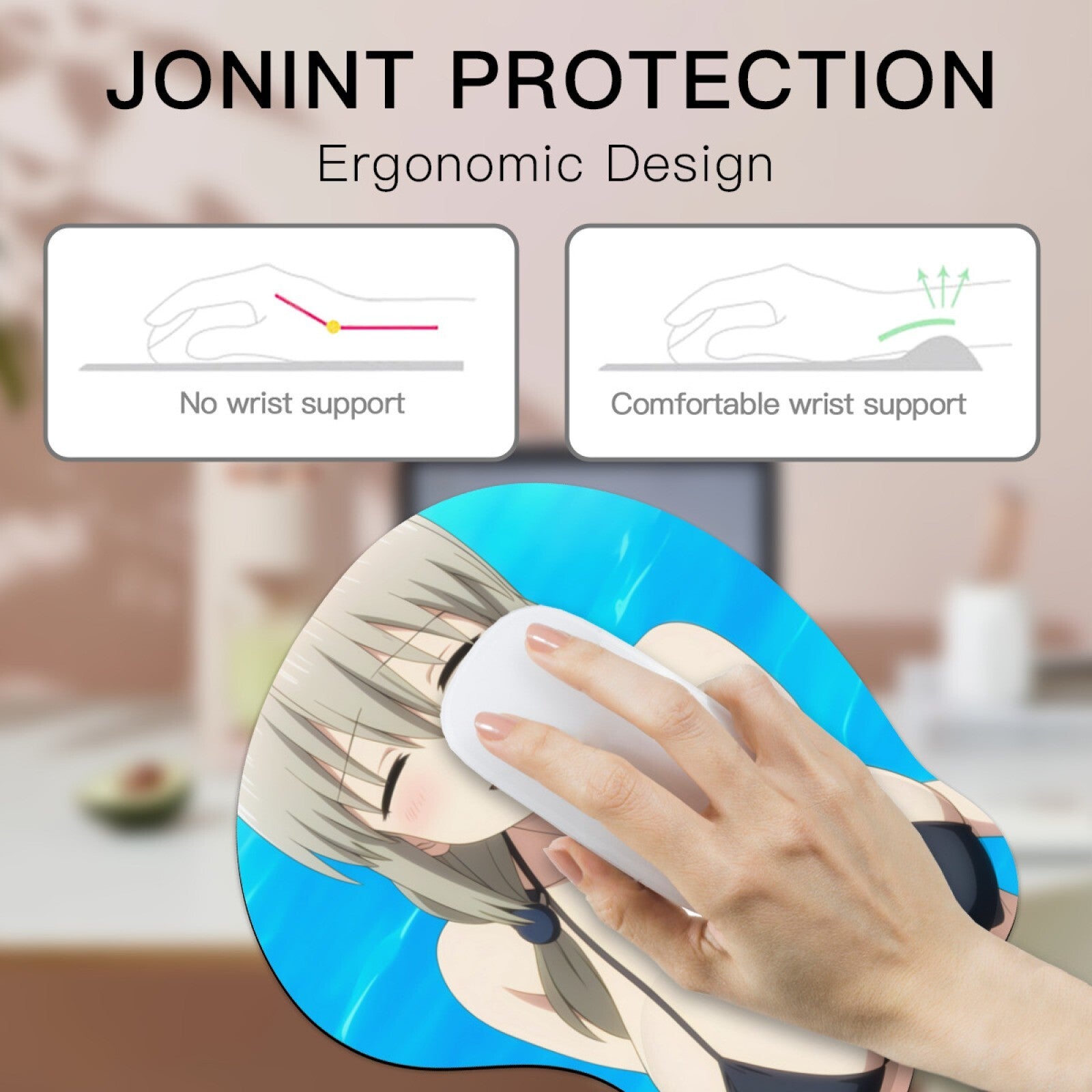 3D oppai Anime Mouse Pad with Wrist Rest by Uzaki-chan Uzaki Tsuki #01