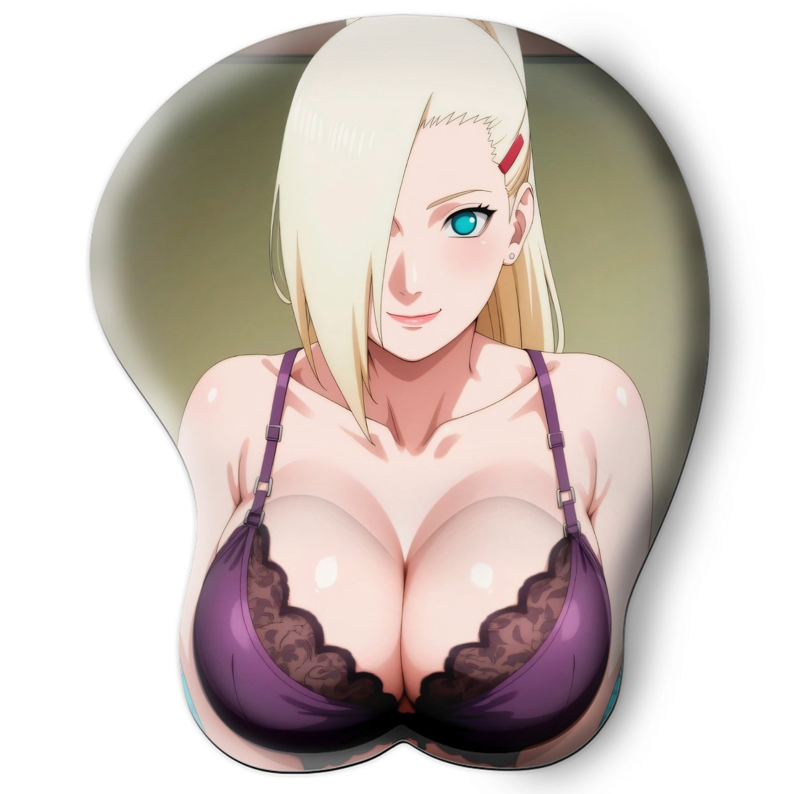 3D oppai Anime Mouse Pad with Silicone Wrist Support, Non-Slip Ergonomic Shape,Naruto anime Character Ino Yamanaka #01