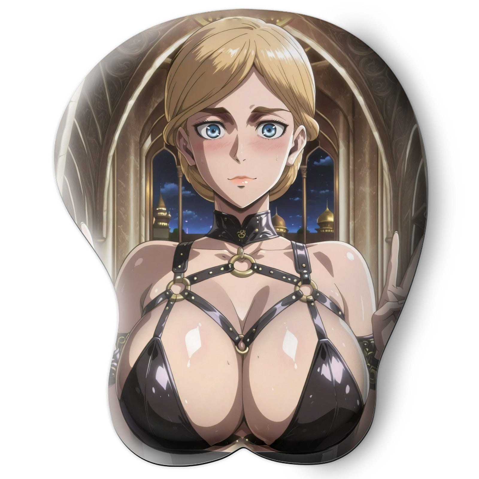 3D oppai Anime Mouse Pad with Silicone Wrist Support, Non-Slip Ergonomic Shape, Attack on Titan anime Character Historia #01